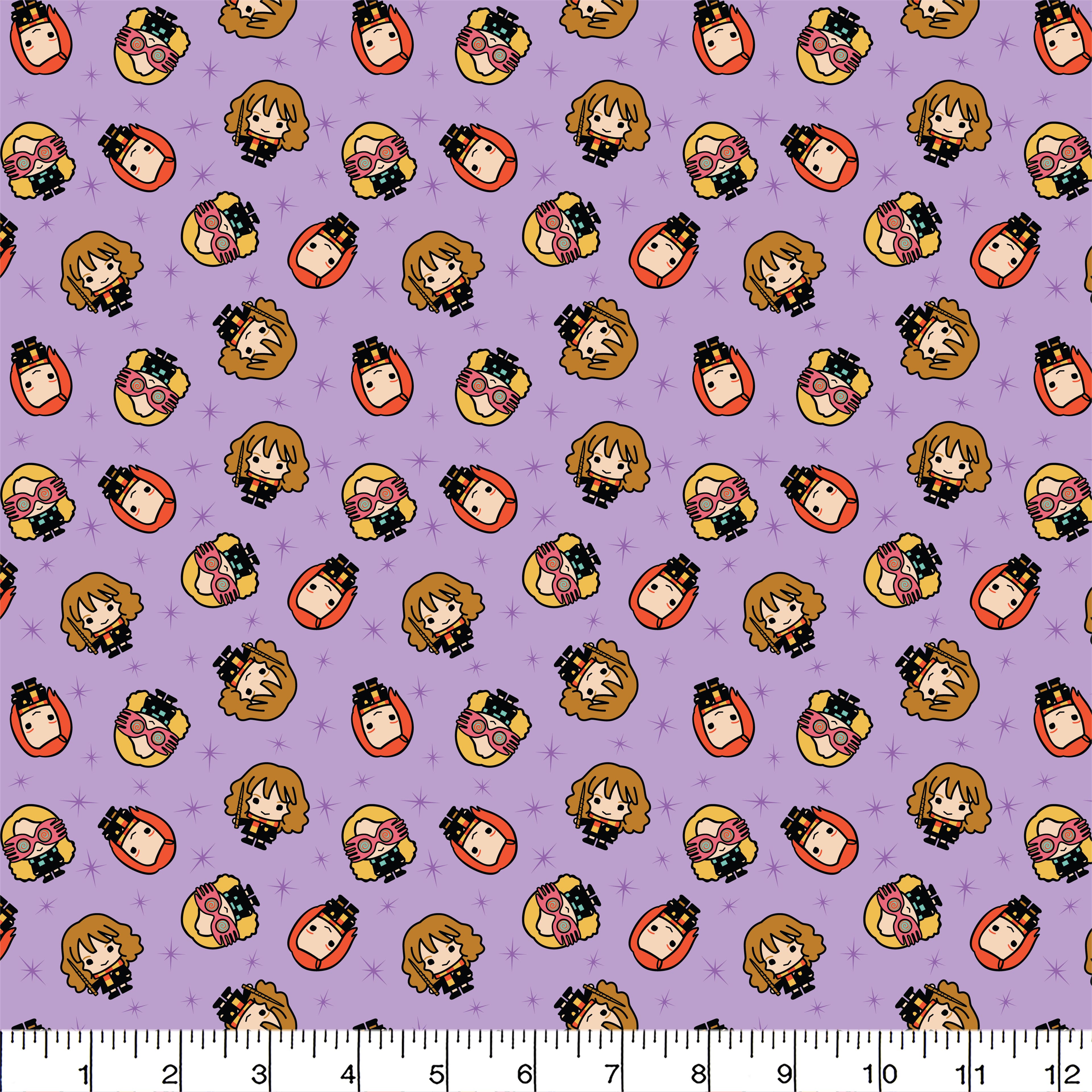 Harry Potter™ Purple Kawaii Girls Toss Cotton Fabric