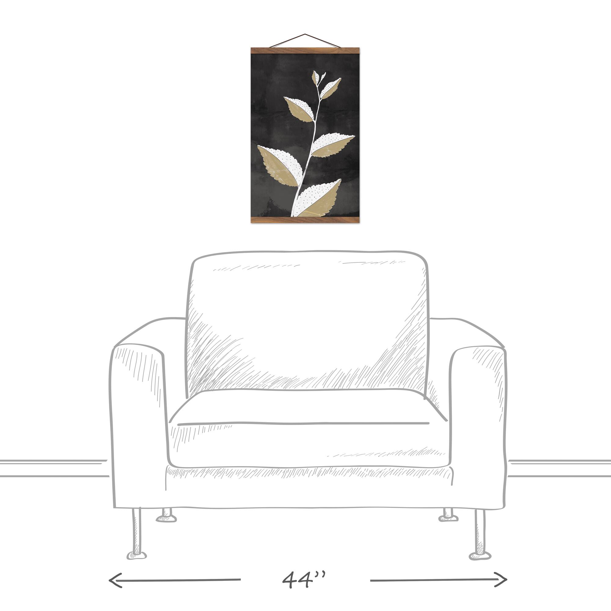 Mod Charcoal Botanical Teak Hanging Canvas