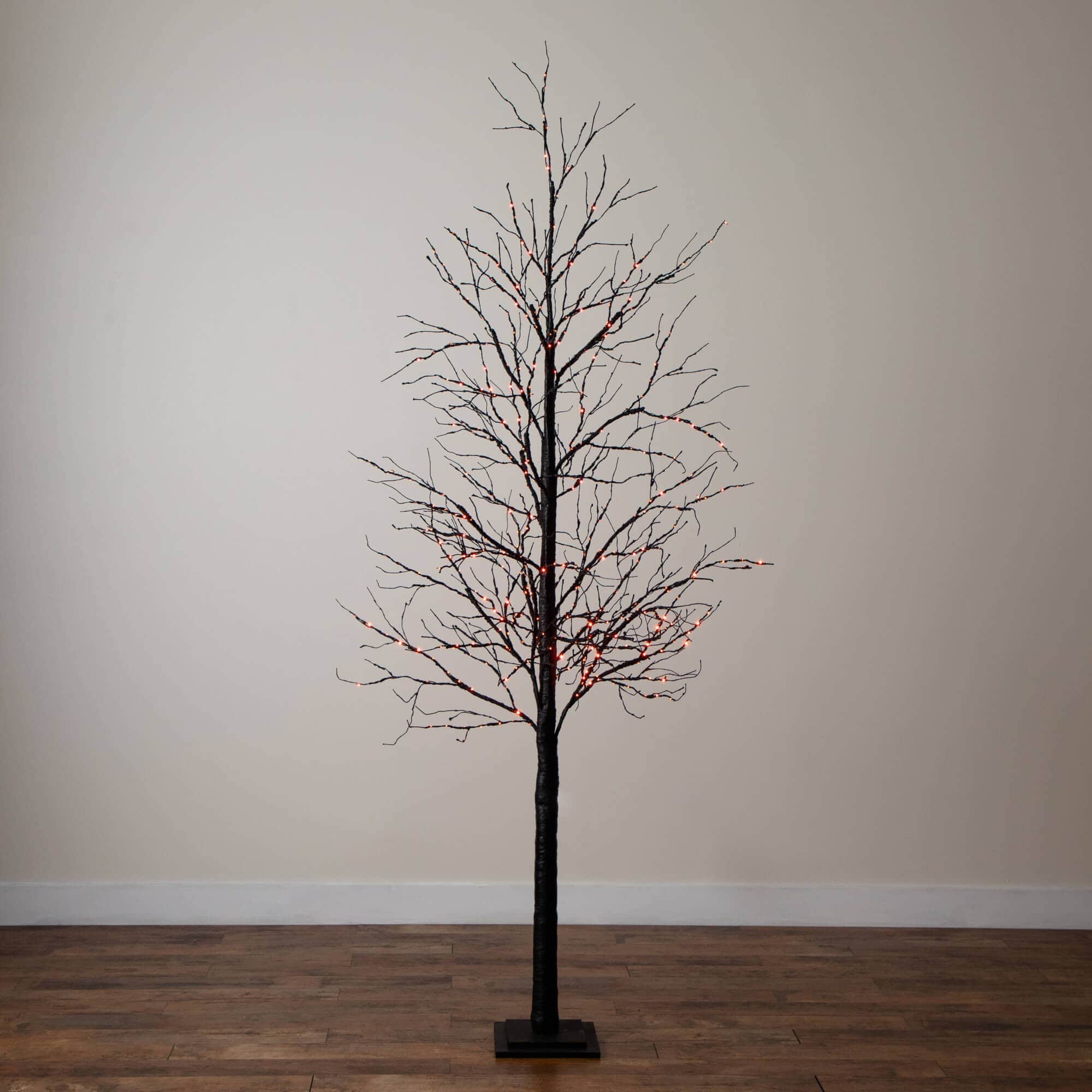 8ft. Pre-Lit Halloween Black Twig Artificial Tree with 510 Orange & Purple LED Lights