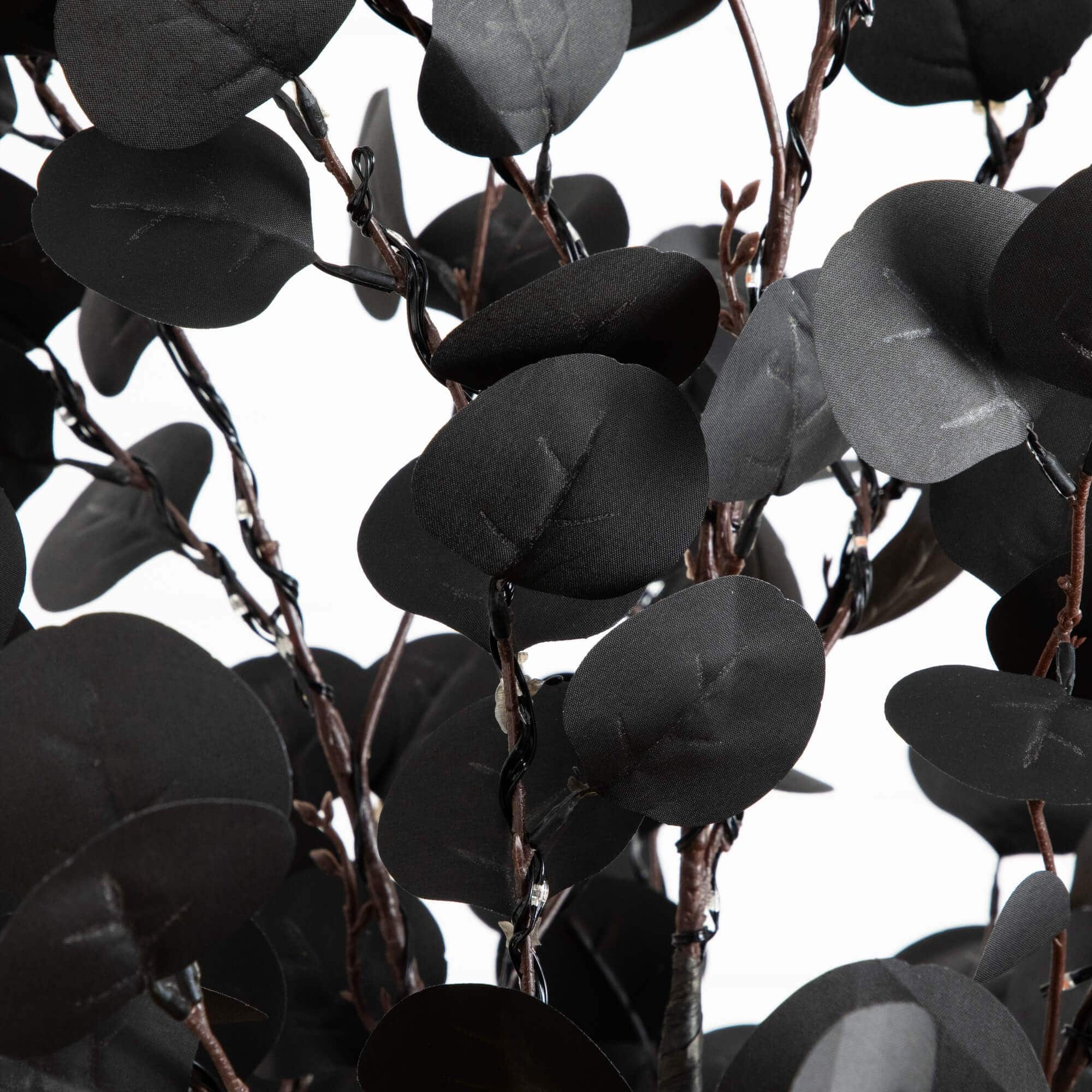 6ft. Pre-Lit Artificial Halloween Black Eucalyptus Tree with 300 Orange & Purple LED Lights