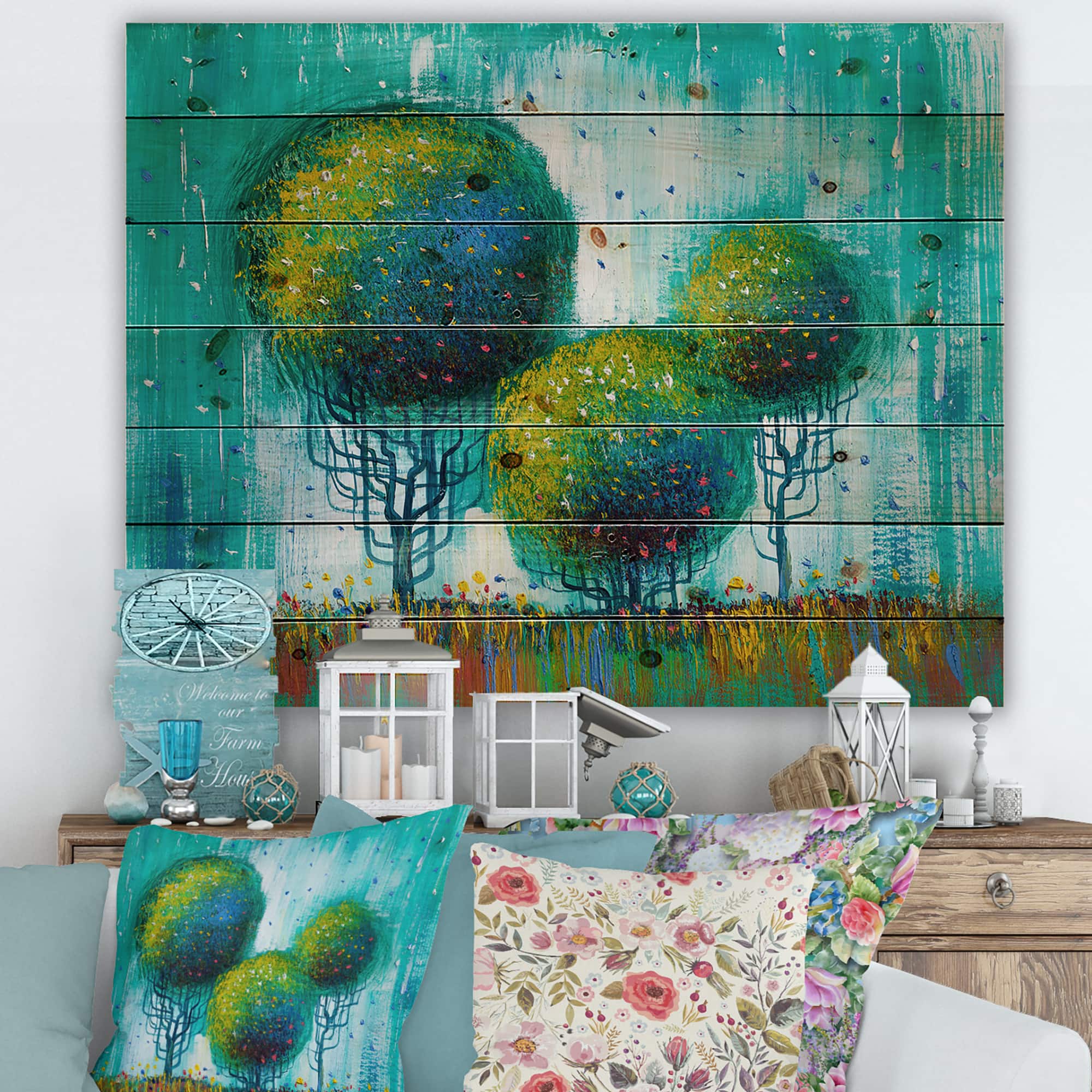 Designart - Colourful Trees Impressionist Landscape II