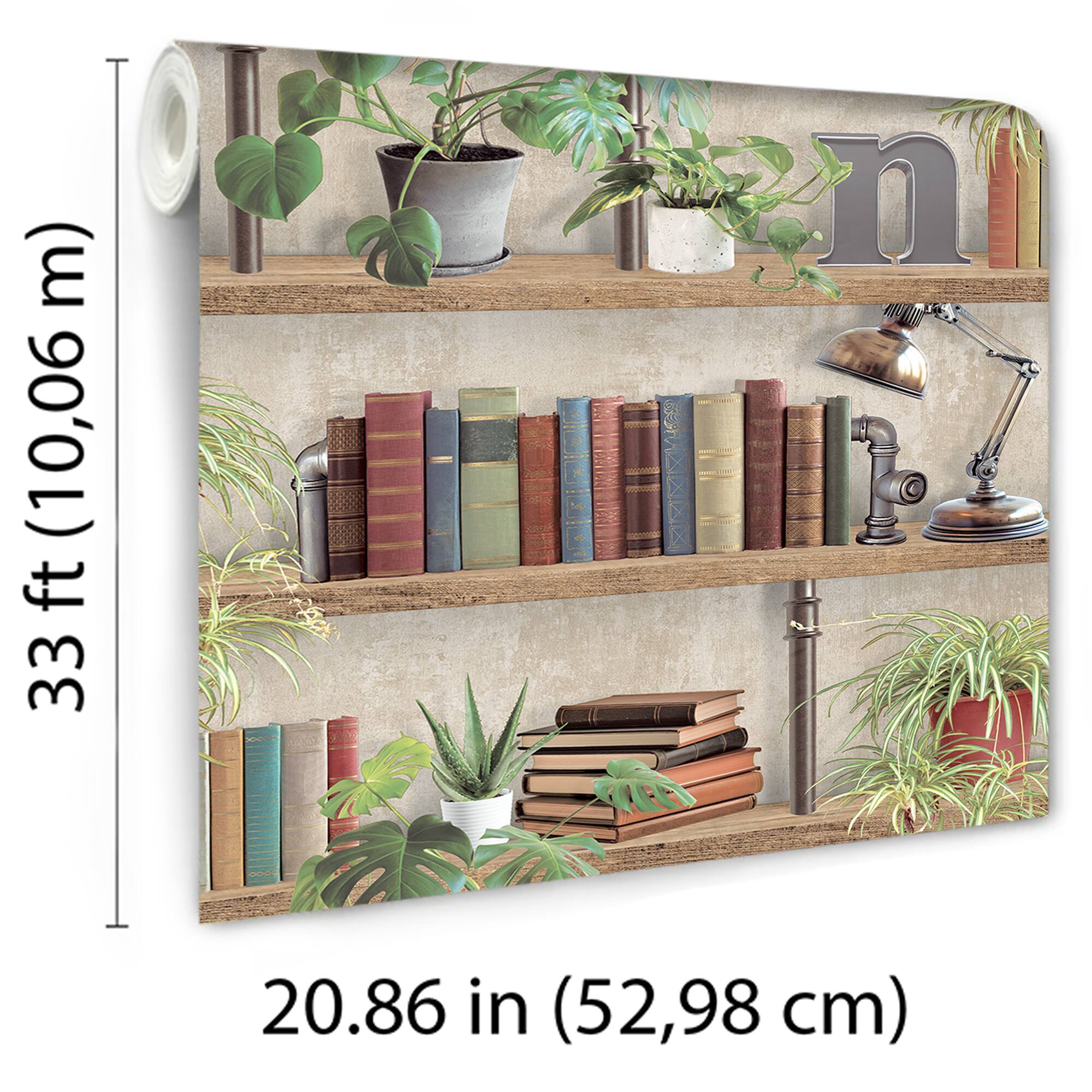 Designs Direct Industrial Book Nook Wallpaper