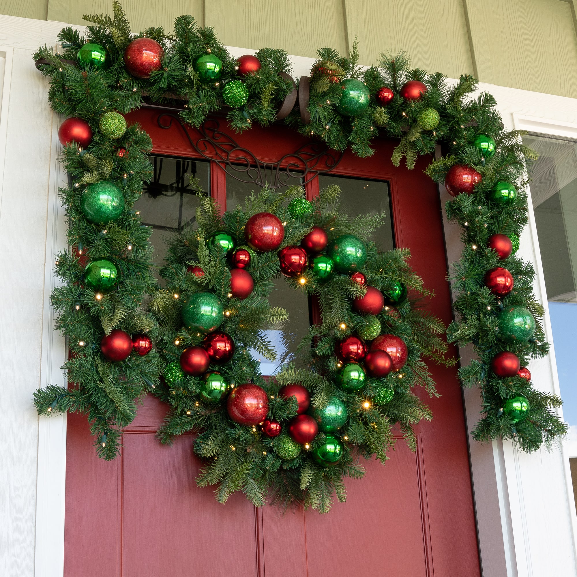 Village Lighting 30" Pre-Lit Christmas Cheer Wreath, Clear LED Lights