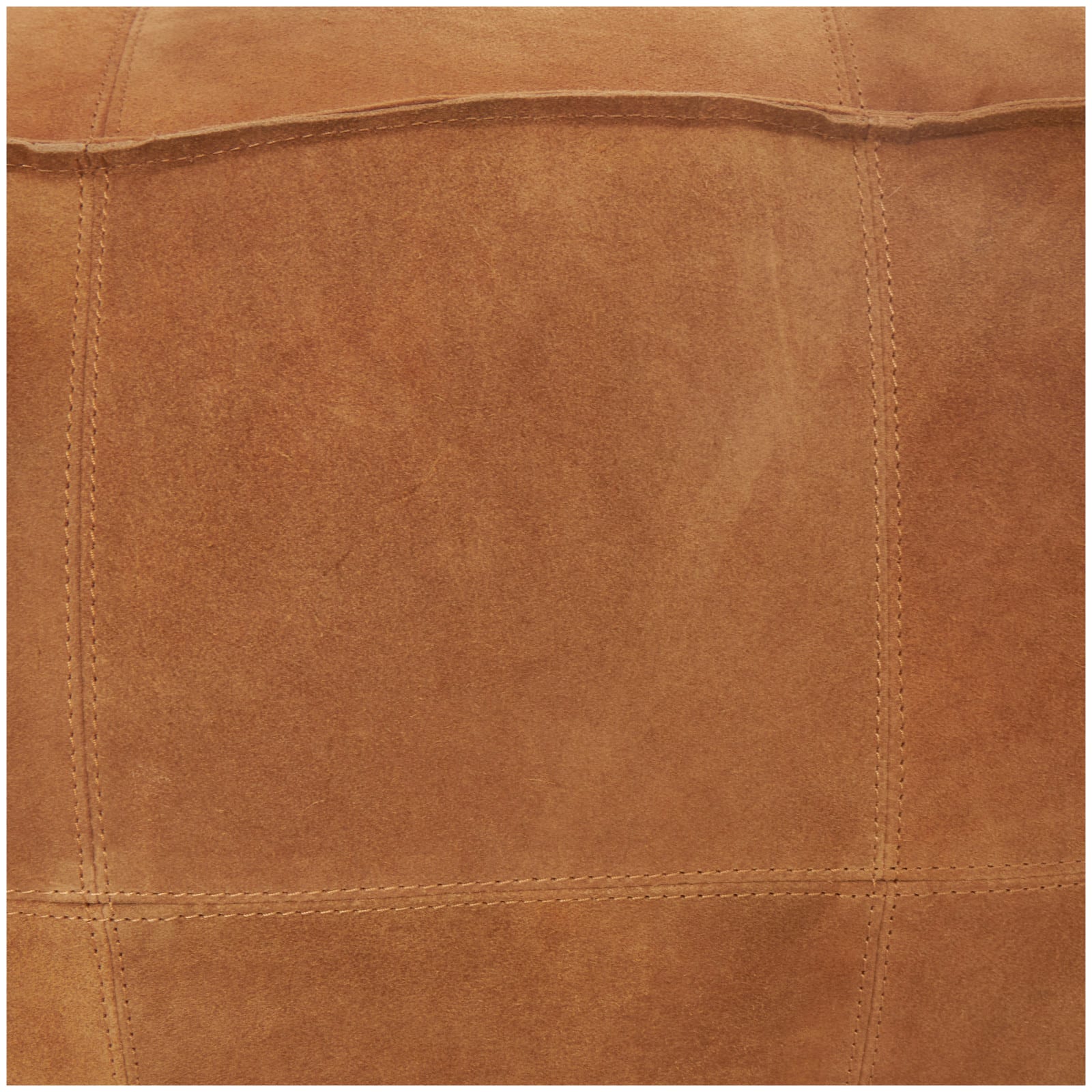 28" Leather Low Profile Square Pouf with Patchwork Design