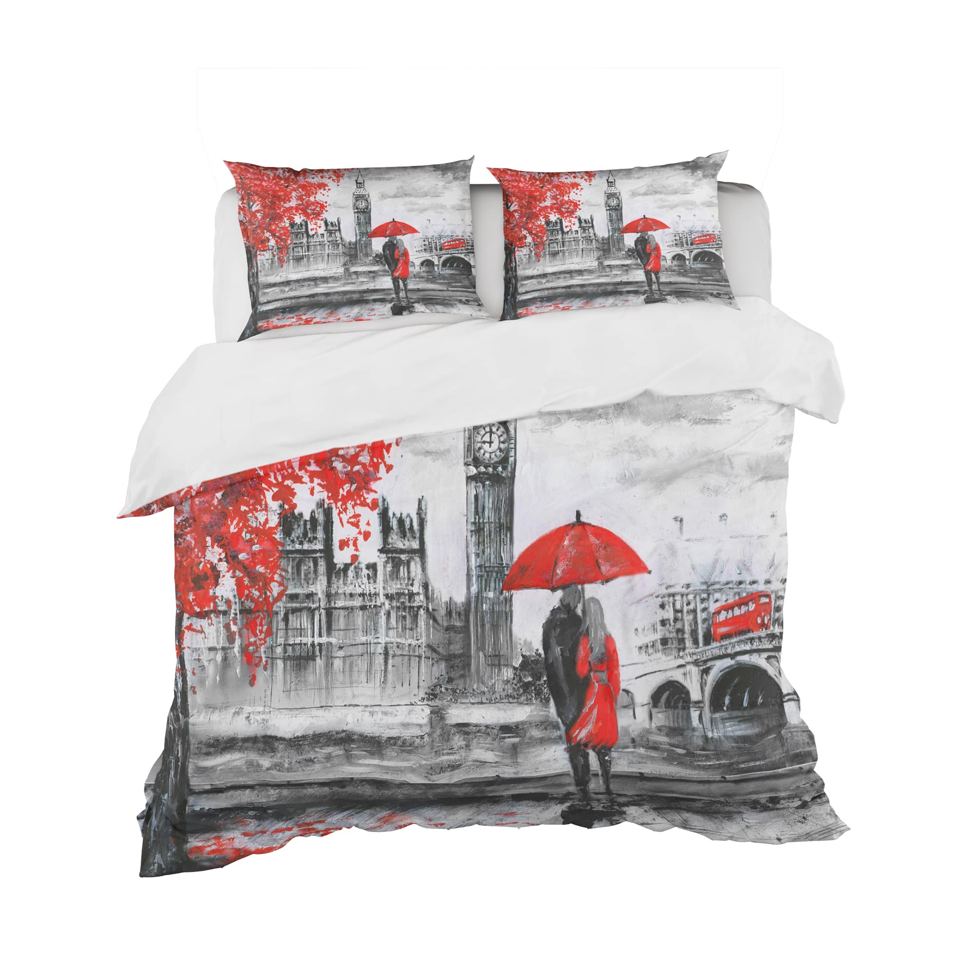 Designart 'Couples Walking in London' London UK Bedding Set - Duvet Cover & Shams