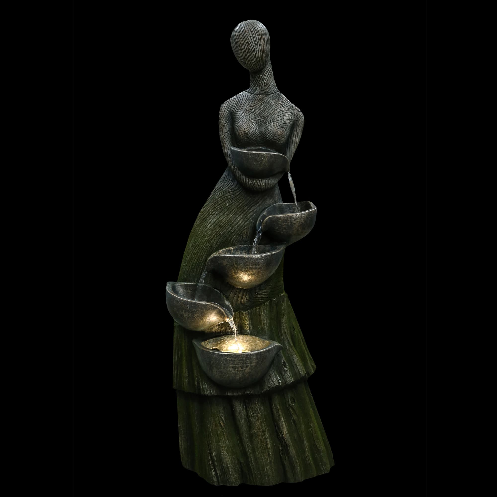 39" LED Modern Woman Tiered Outdoor Garden Water Fountain