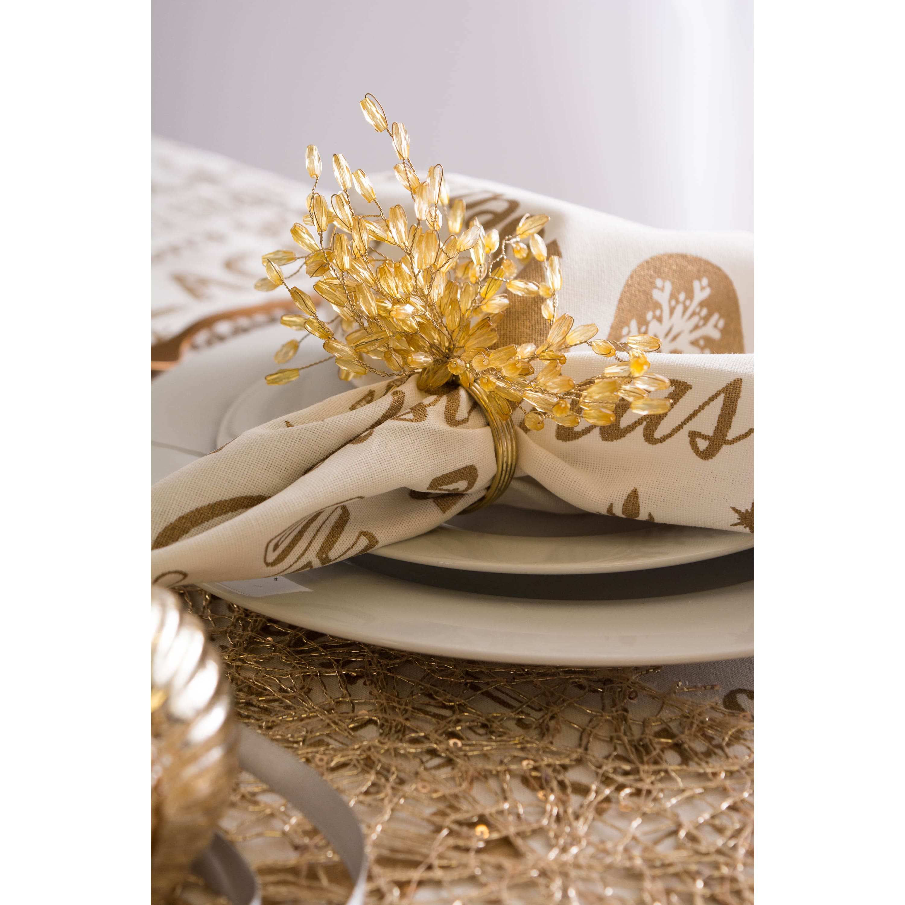 DII® Gold Christmas Collage Napkins, 6ct.