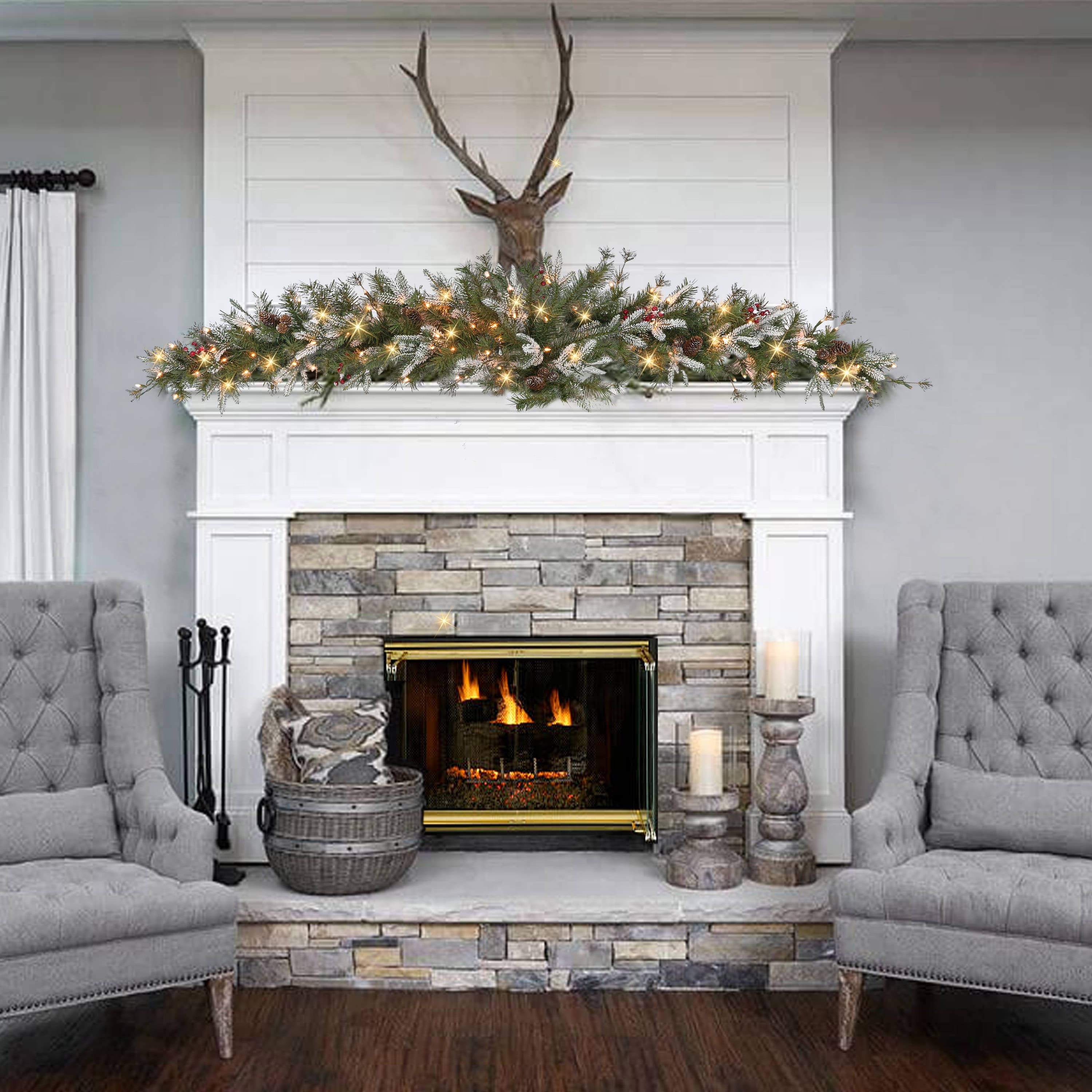 6ft. Pre-Lit Decorated Artificial Christmas Swag, Clear Incandescent Lights