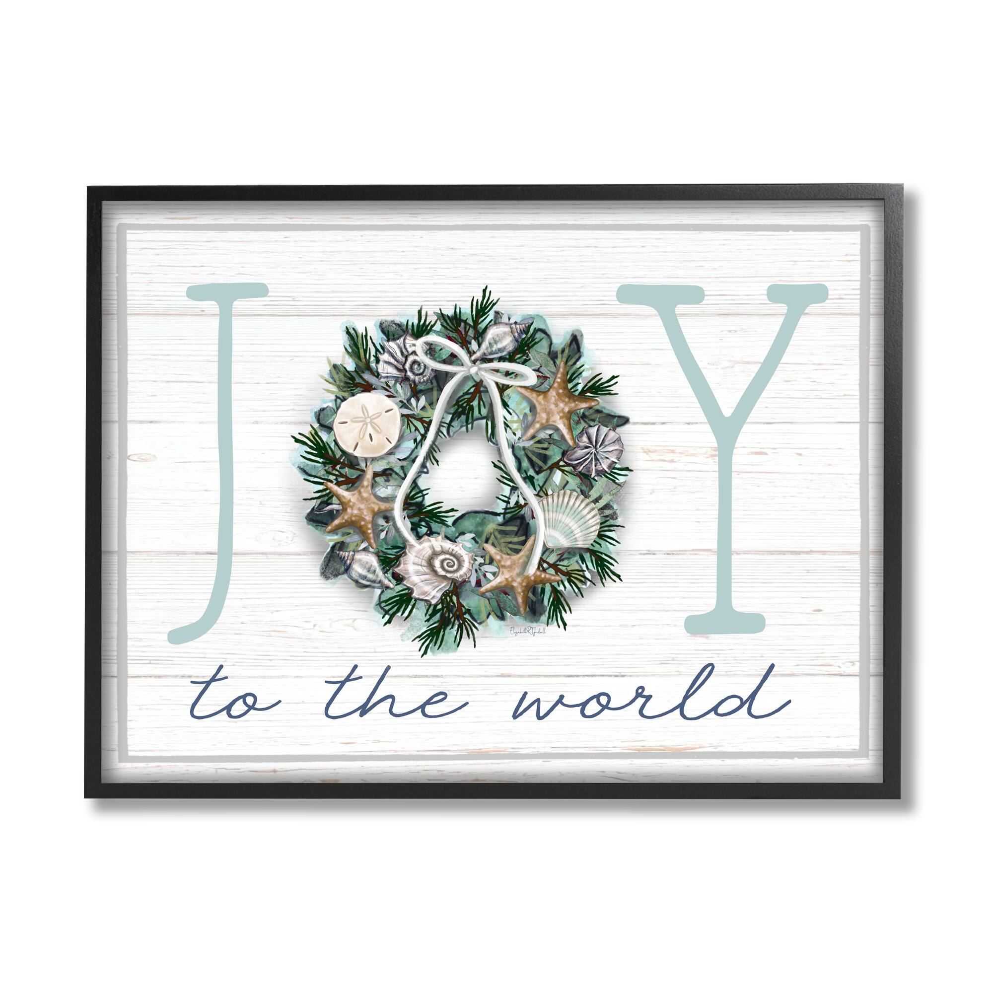 Stupell Industries Joy To The World Nautical Wreath Framed Giclee Art