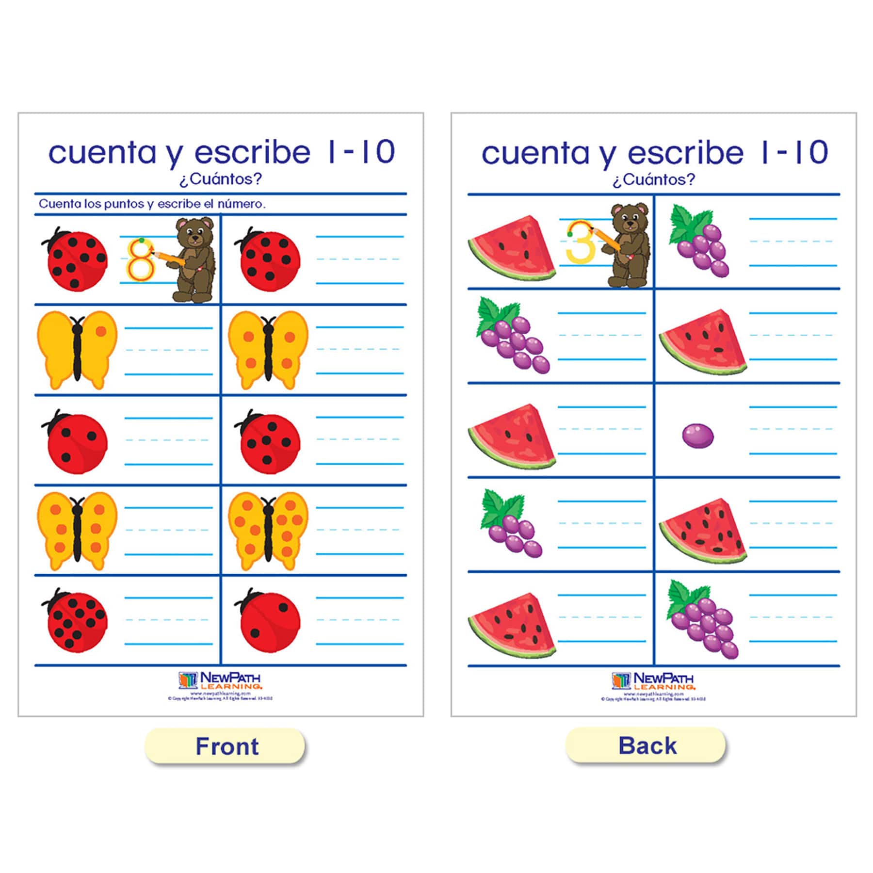 NewPath Learning® 12" x 18" Number Sense Bulletin Board Charts Set, Spanish Edition