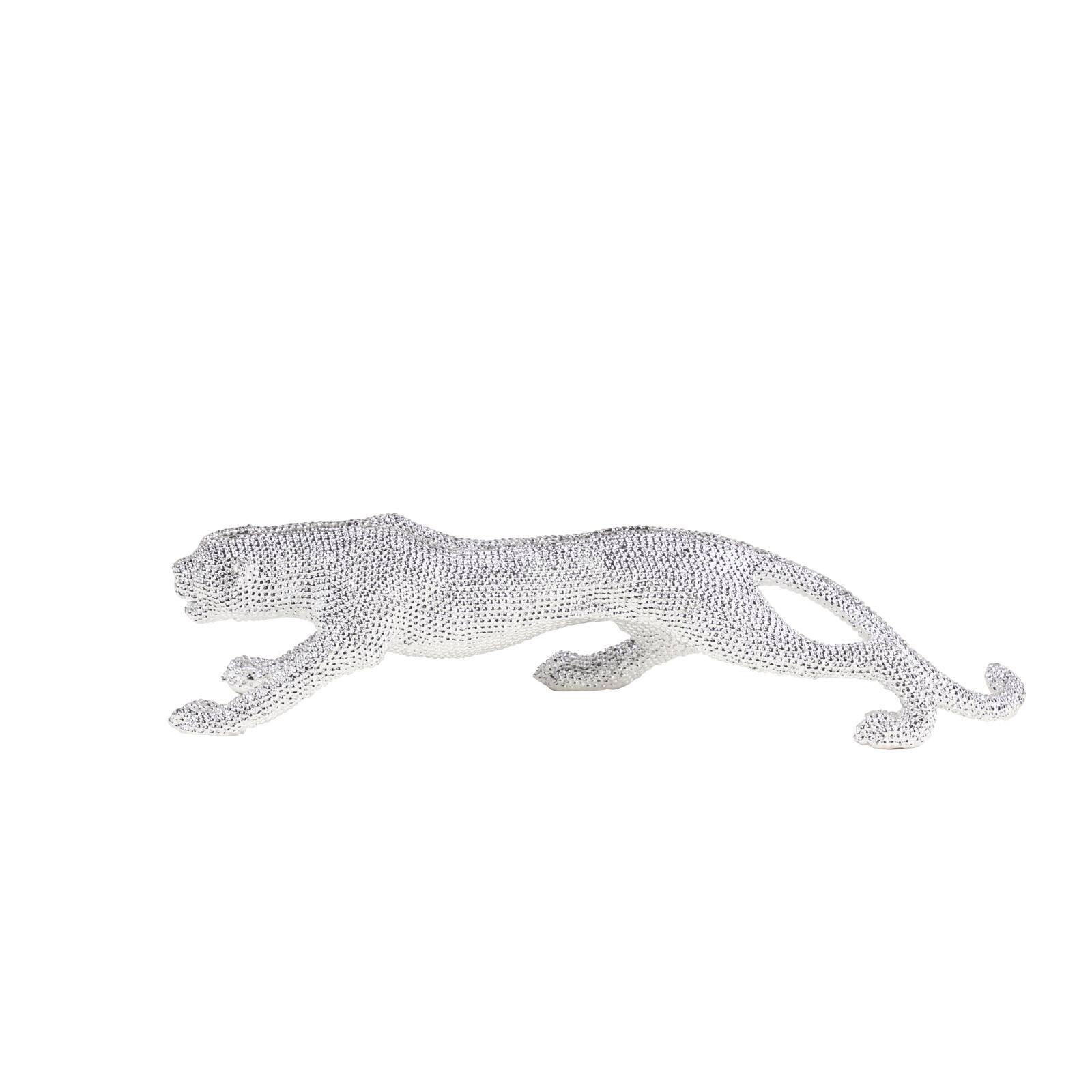 23" Silver Glam Leopard Sculpture