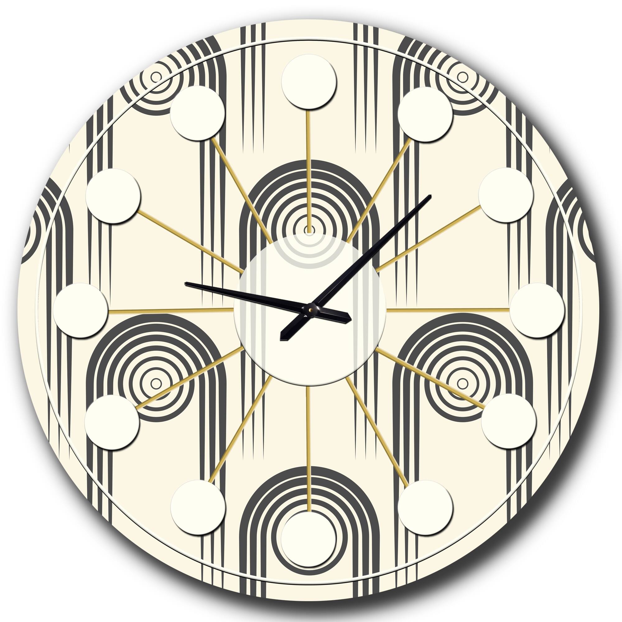 Designart 'Retro Curved Minimal Geometric Ornament Ii Mid-Century Modern Wall Clock