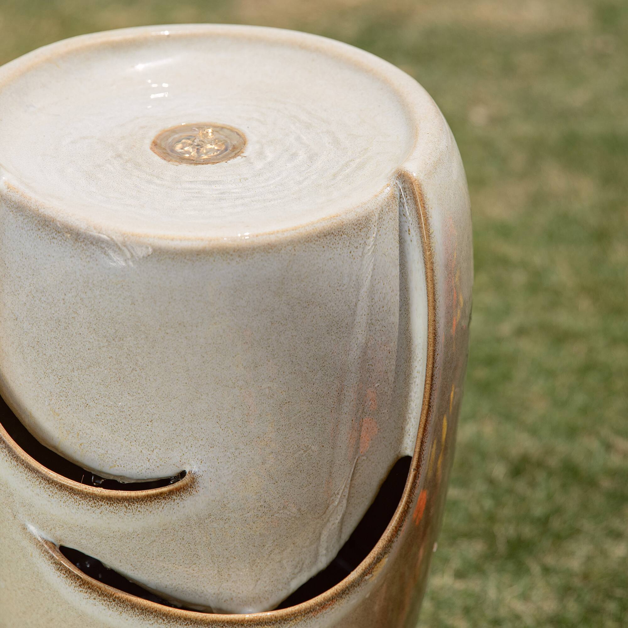 Glitzhome® 21" Sand Beige LED Ceramic Fountain