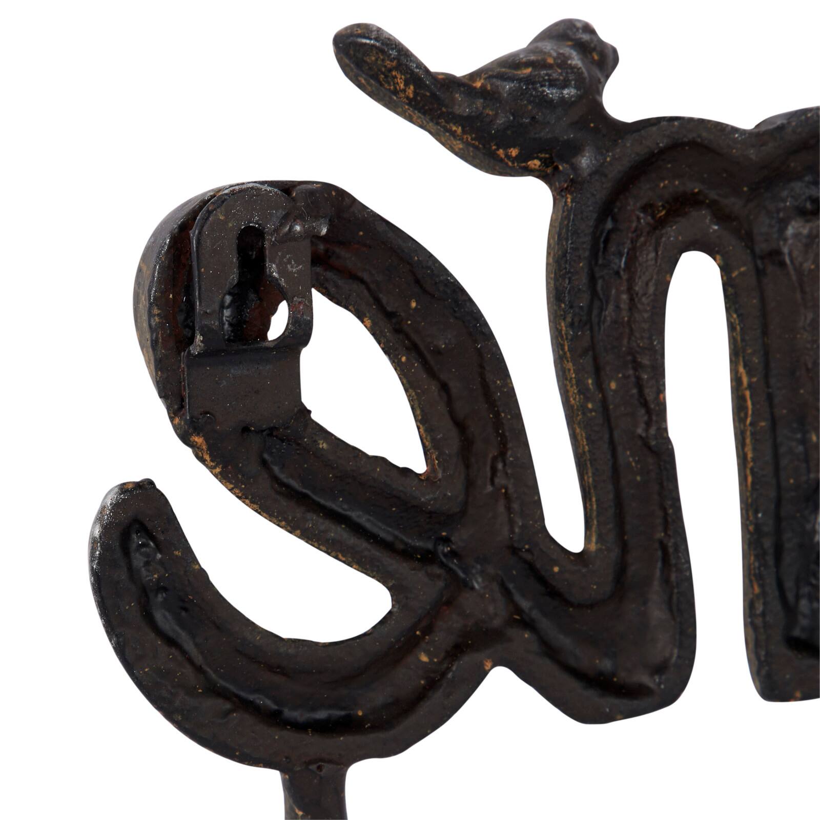 Black Metal Industrial Wall Hook, 11" x 12" x 2"