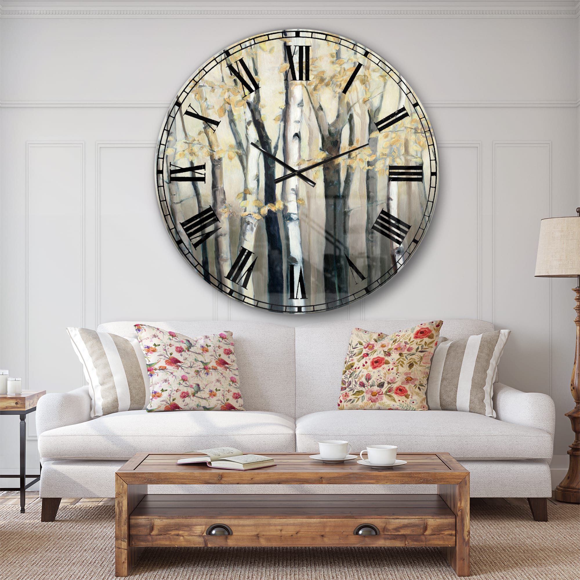 Designart 'Golden Birch Forest Iii Traditional Wall Clock