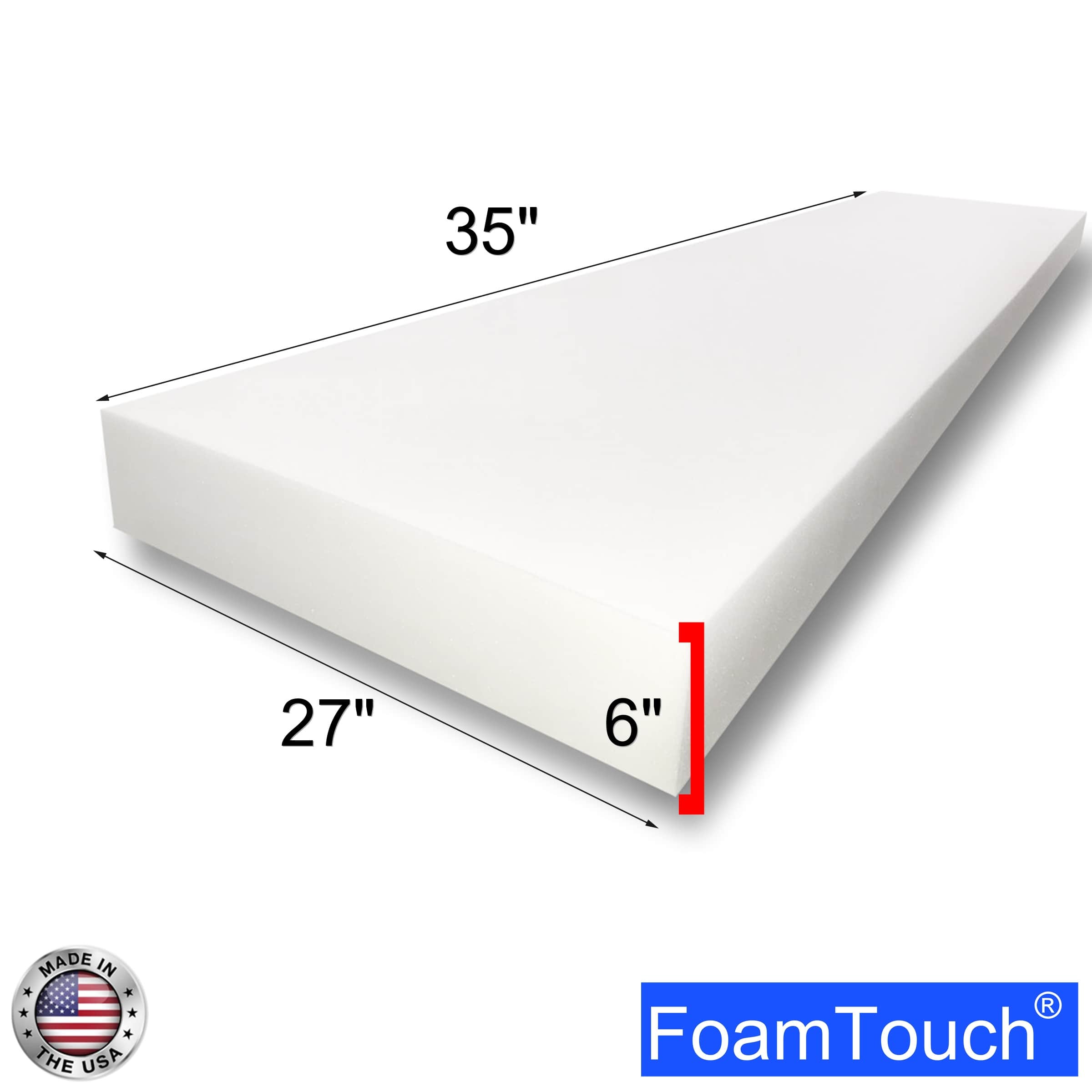FoamTouch® 6" x 27" Custom Cut High Density Upholstery Foam