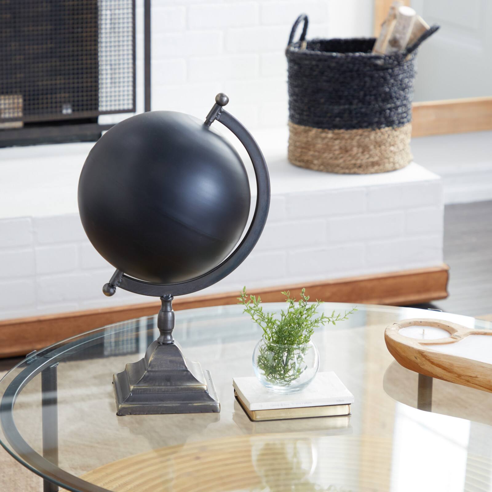 18" Black Iron Industrial Globe