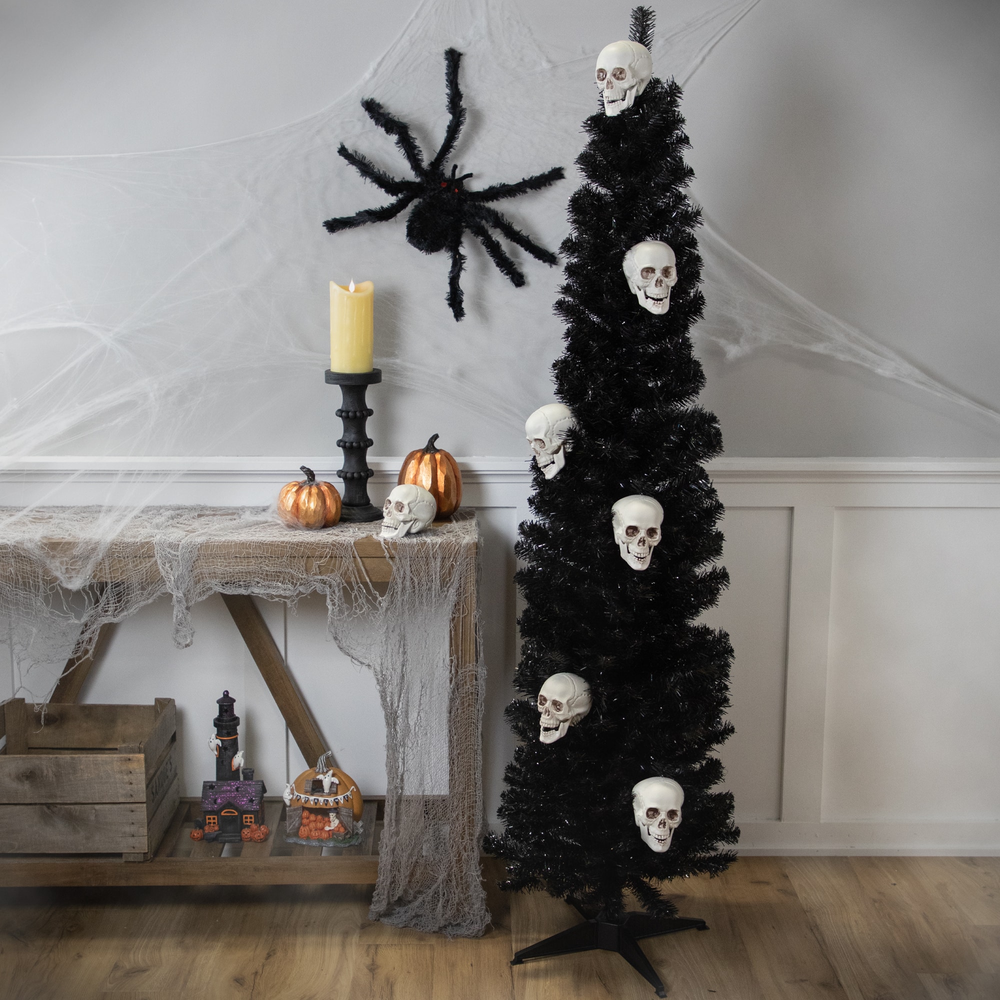 6ft. Iridescent Charcoal Slim Halloween Tinsel Tree