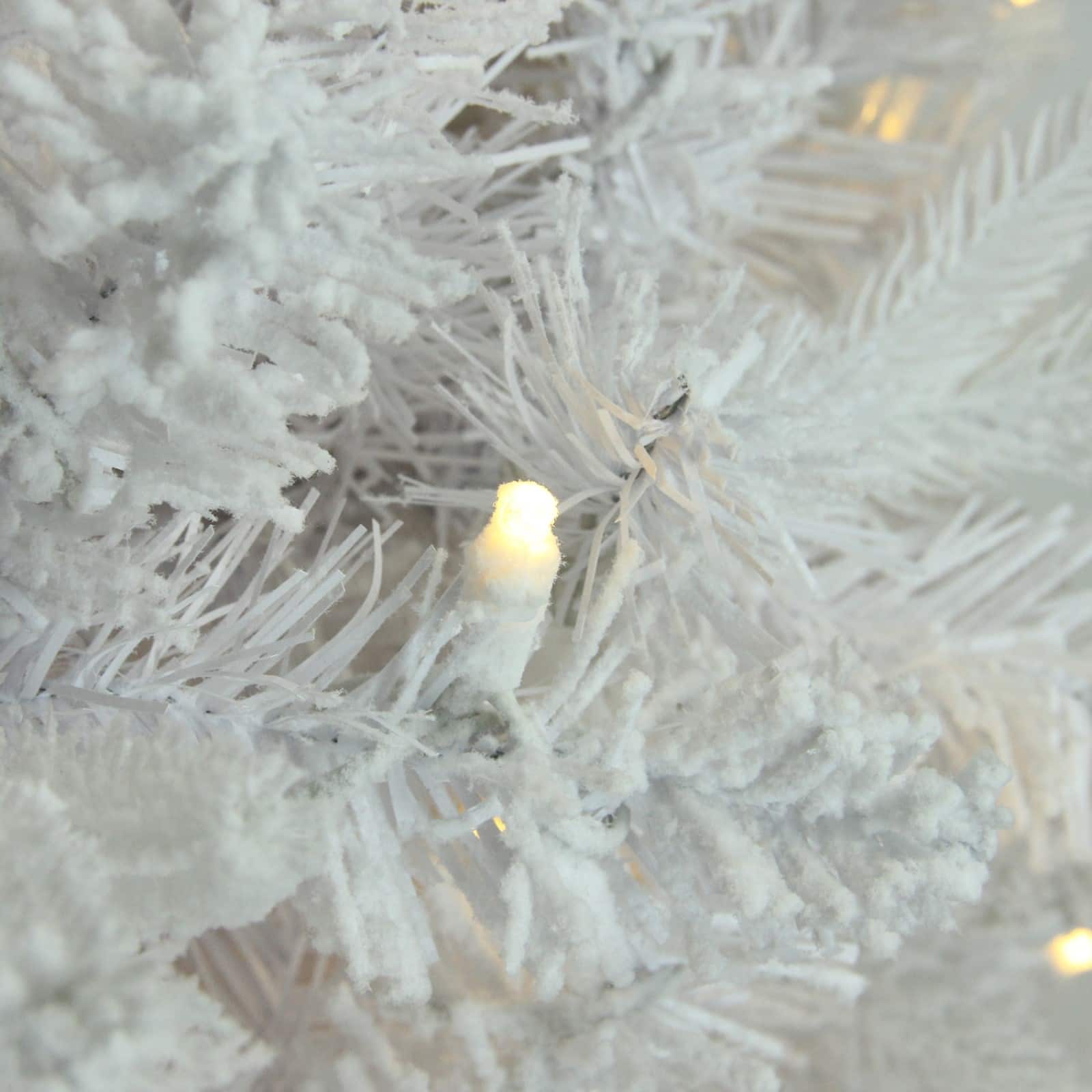 7.5ft. Pre-Lit White Flocked Pine Artificial Christmas Tree, Warm White LED Lights
