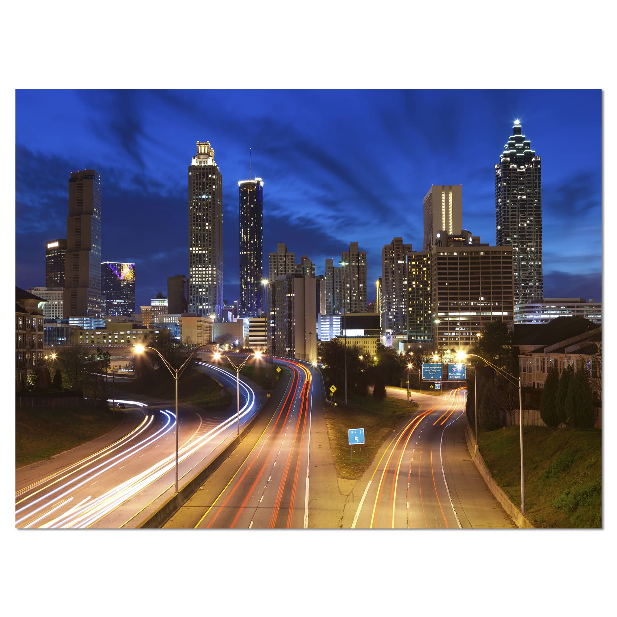 Designart - Atlanta Skyline Twilight Blue Hour - Cityscape Canvas Print