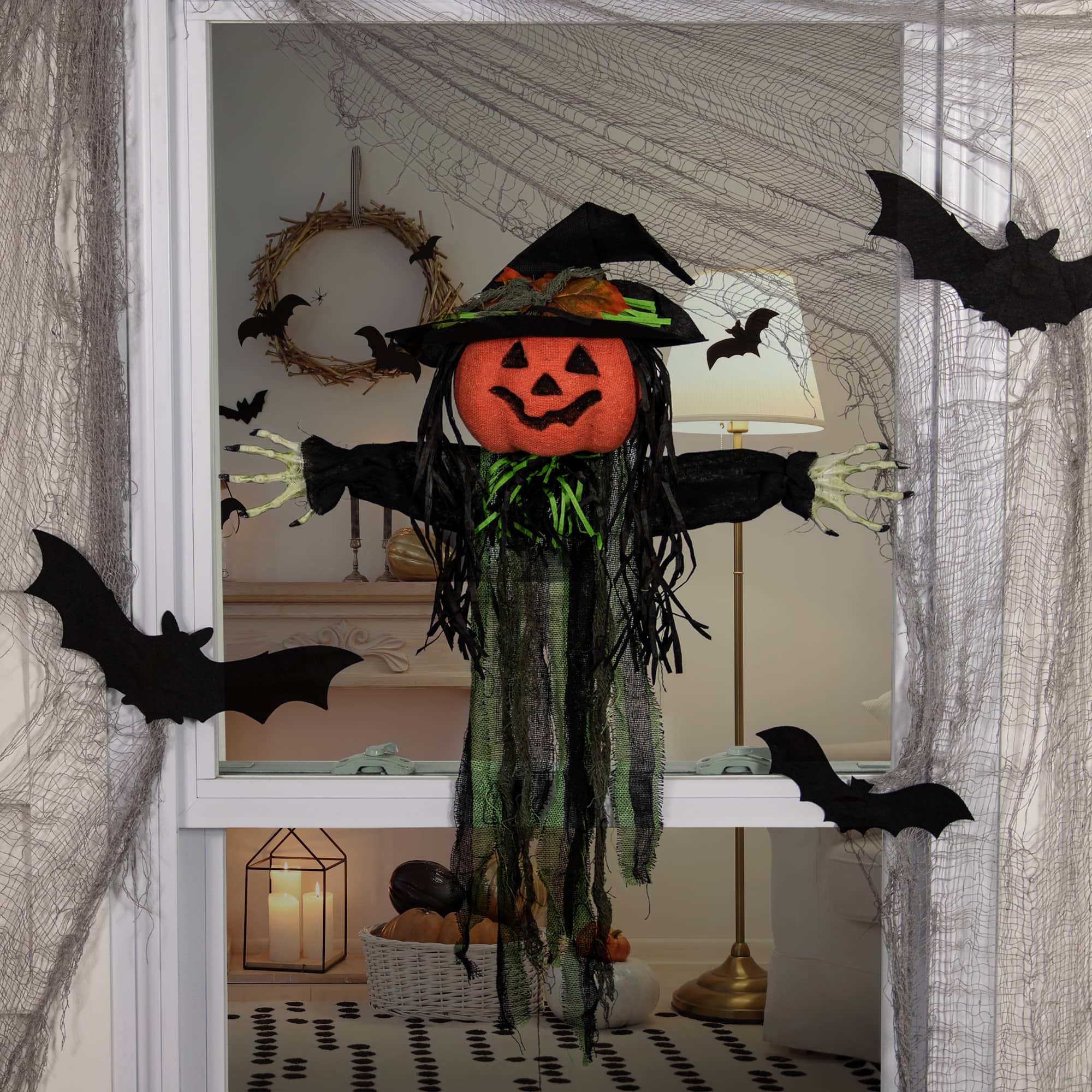 Creepy Jack-O-Lantern 3D Halloween Window Decoration