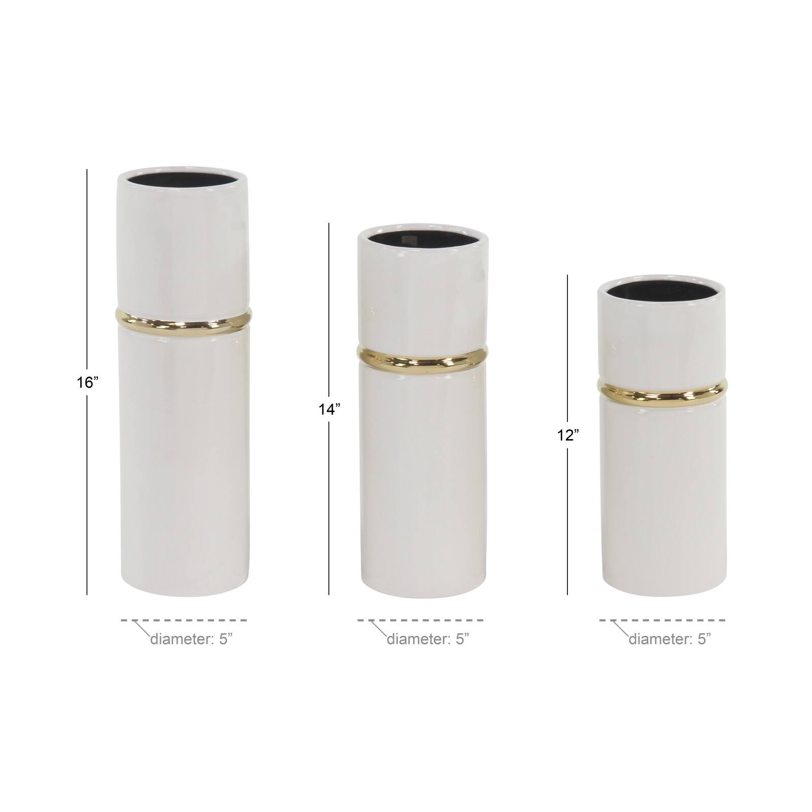 White Stoneware Glam Vase Set