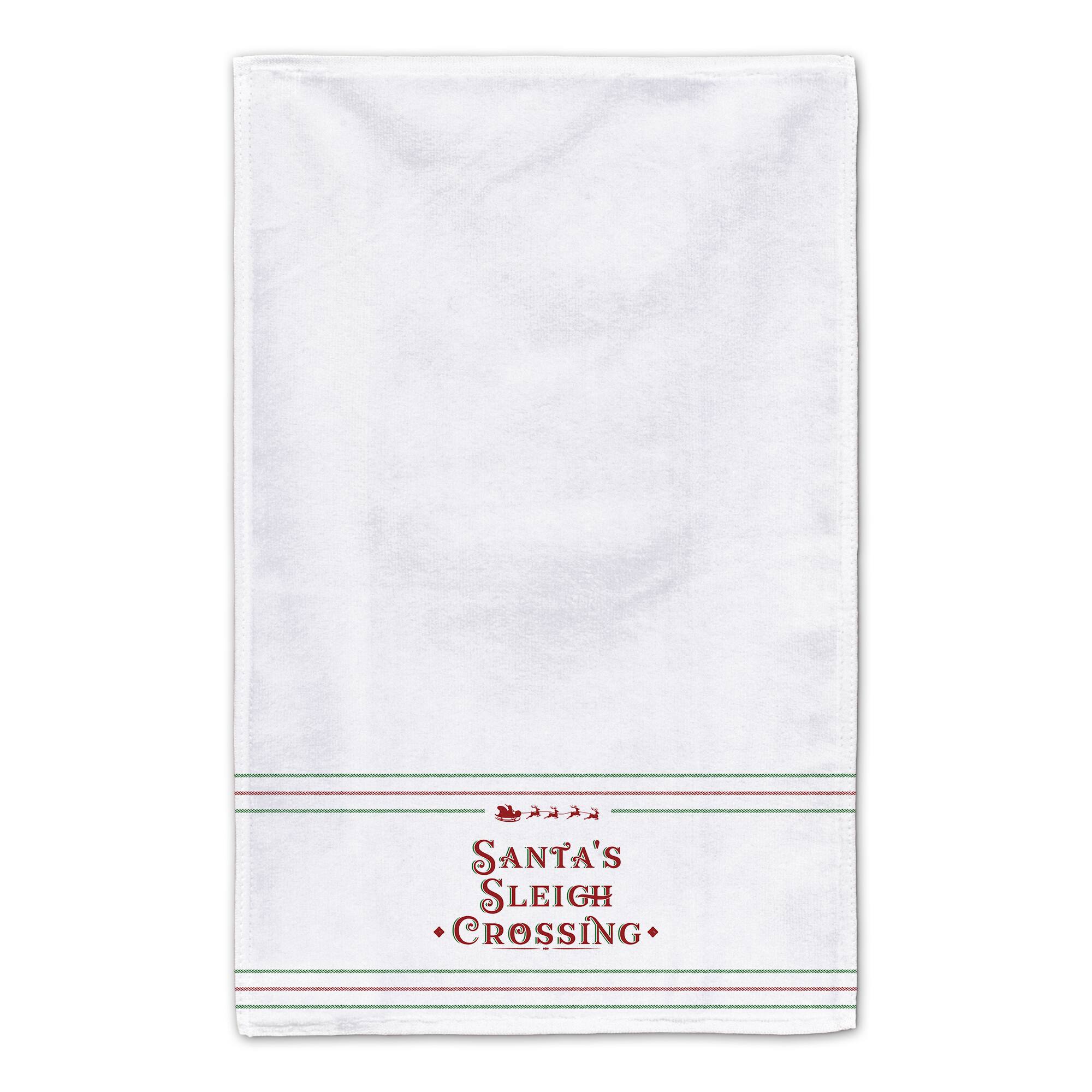 Santas Sleigh Crossing Stripes Tea Towels - Set of 2