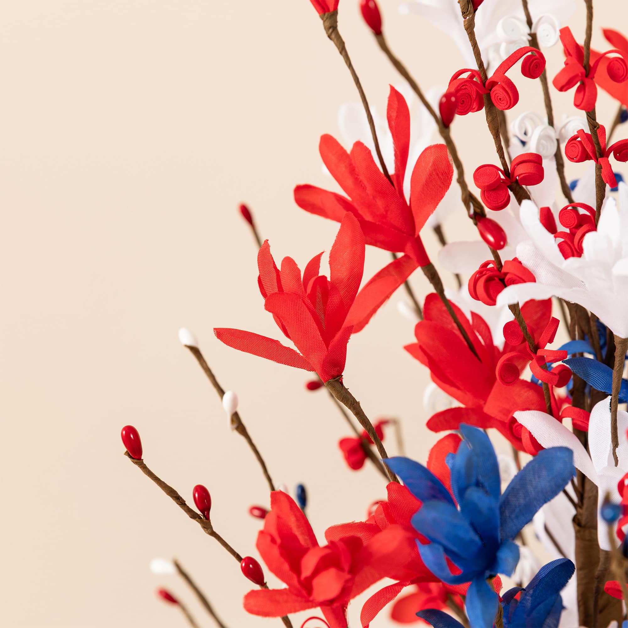 Glitzhome® 21" Patriotic Americana Red, White & Blue Floral Table Tree