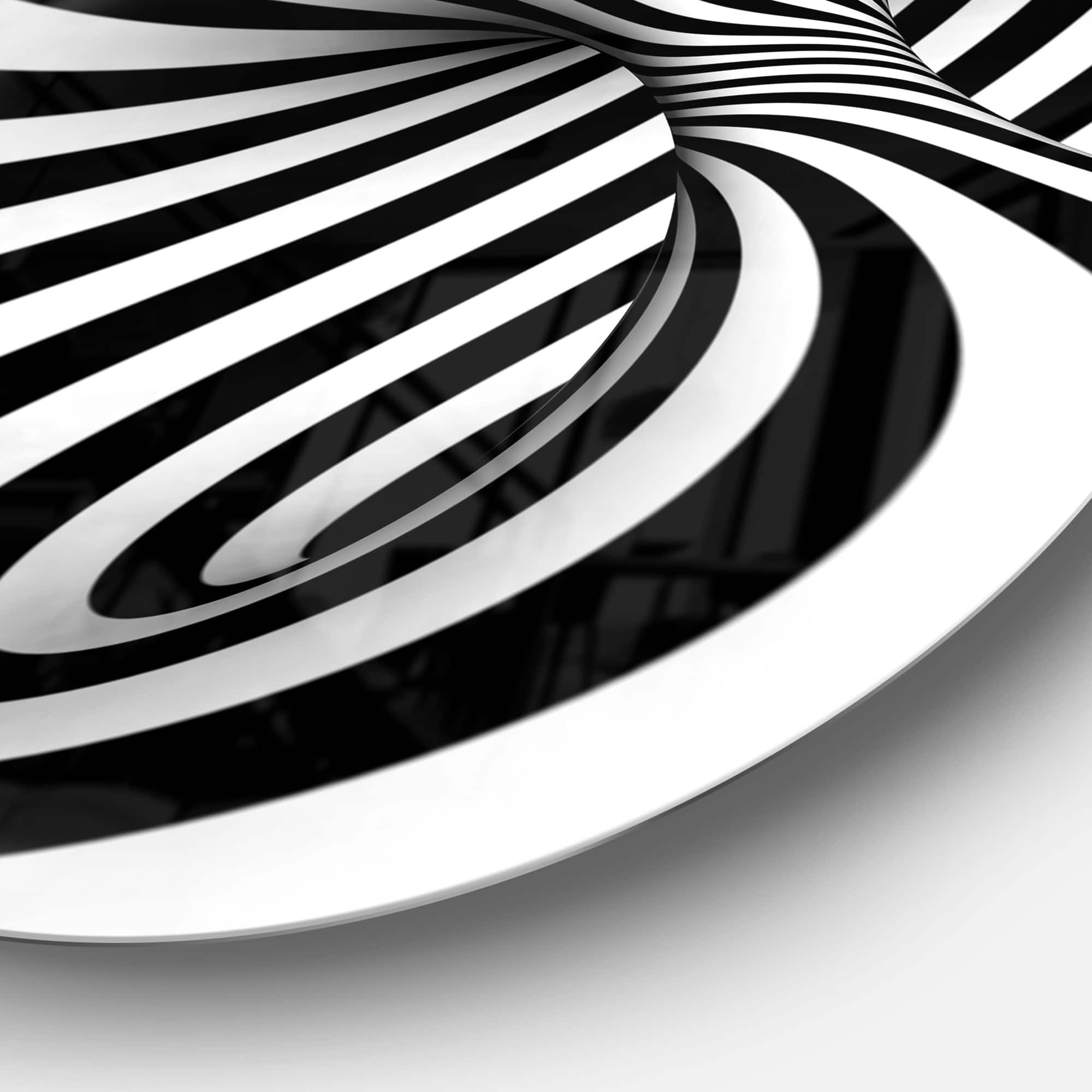 Designart - Spiral Black n White' Abstract Circle Metal Wall Art