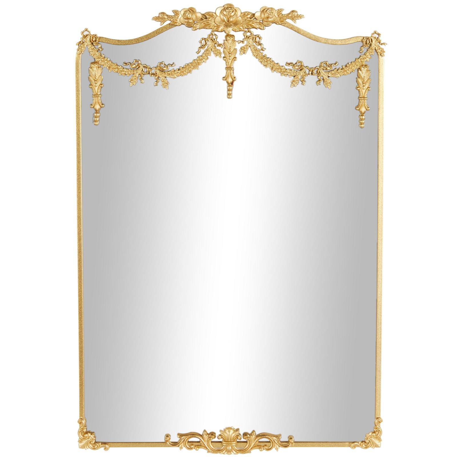 32" x 47" Gold Floral Embellished Metal Wall Mirror