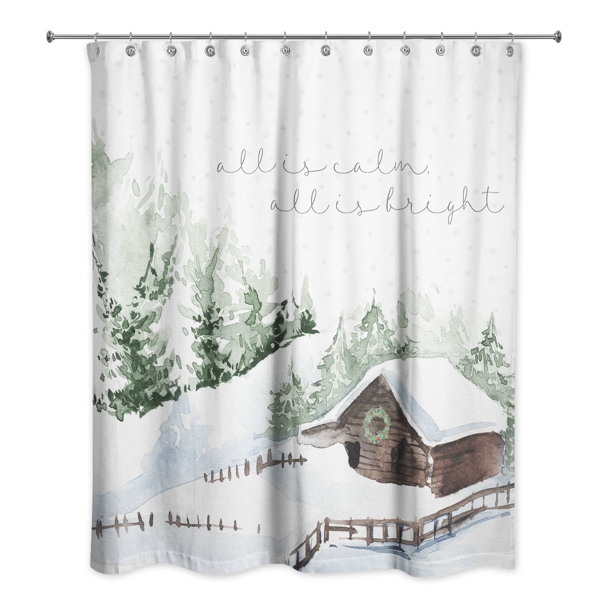 Snowy Cabin Shower Curtain