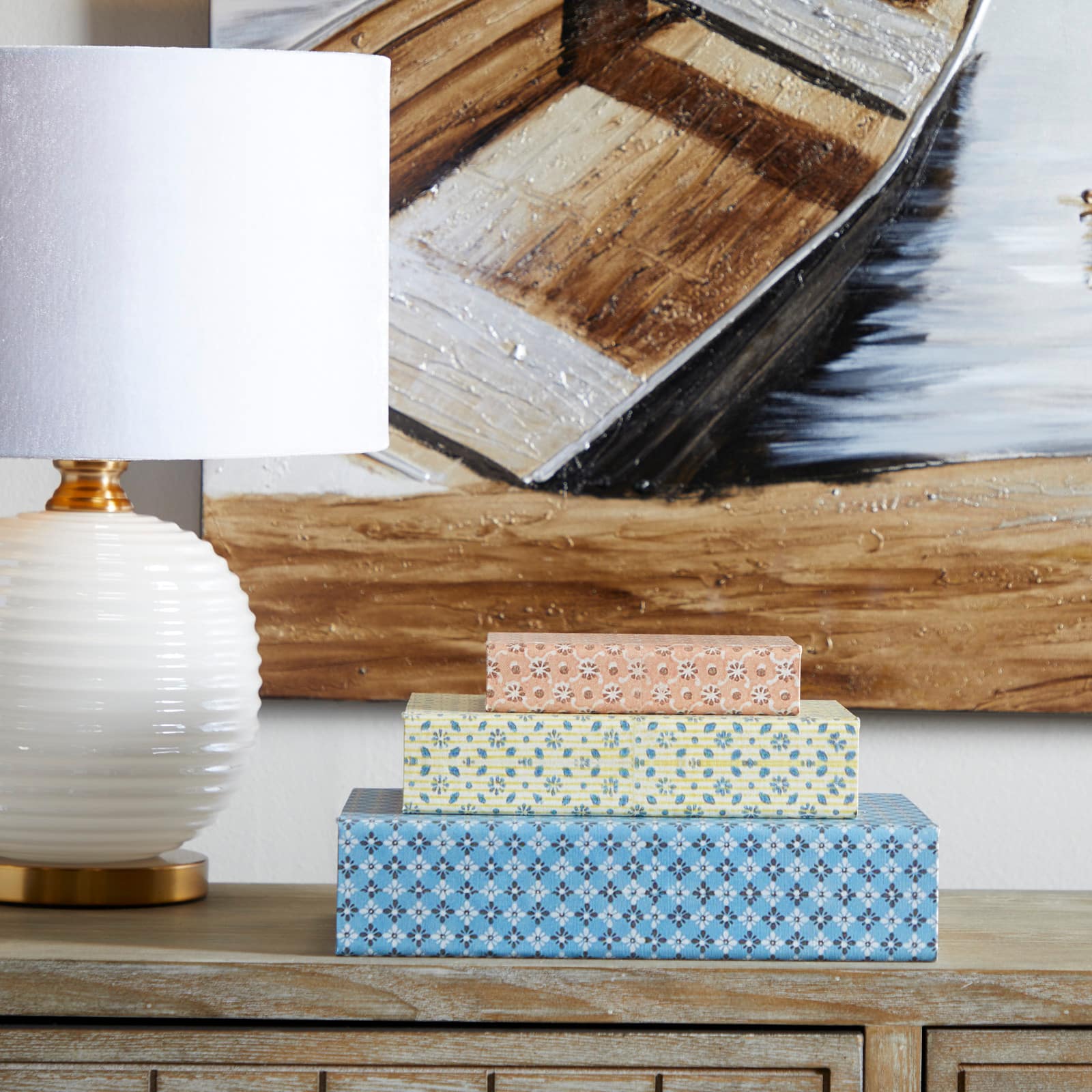 Floral Canvas Faux Book Box Set