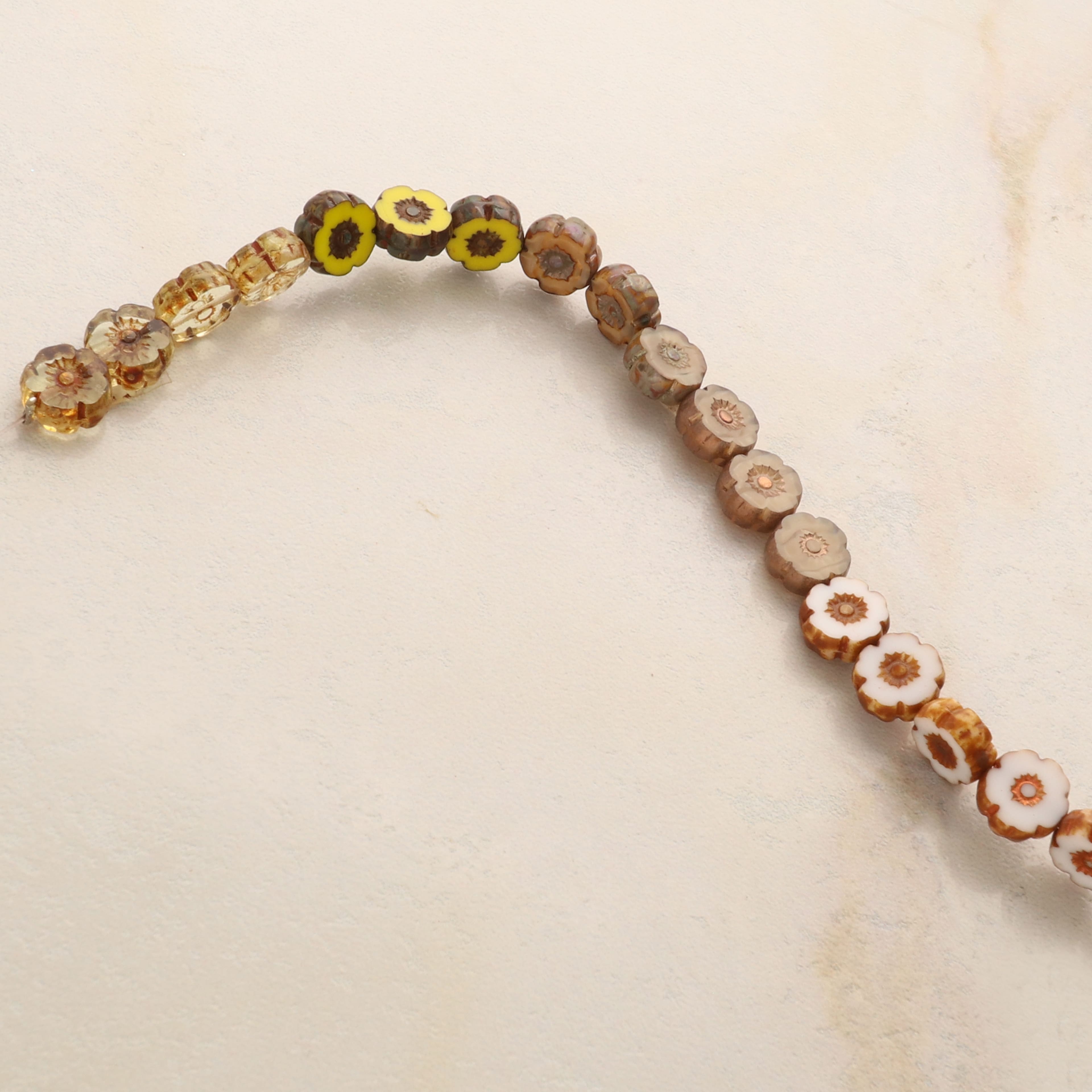 6 Packs: 22 ct. (132 total) Hibiscus Fall Czech Glass Flower Beads, 8.6mm by Bead Landing™