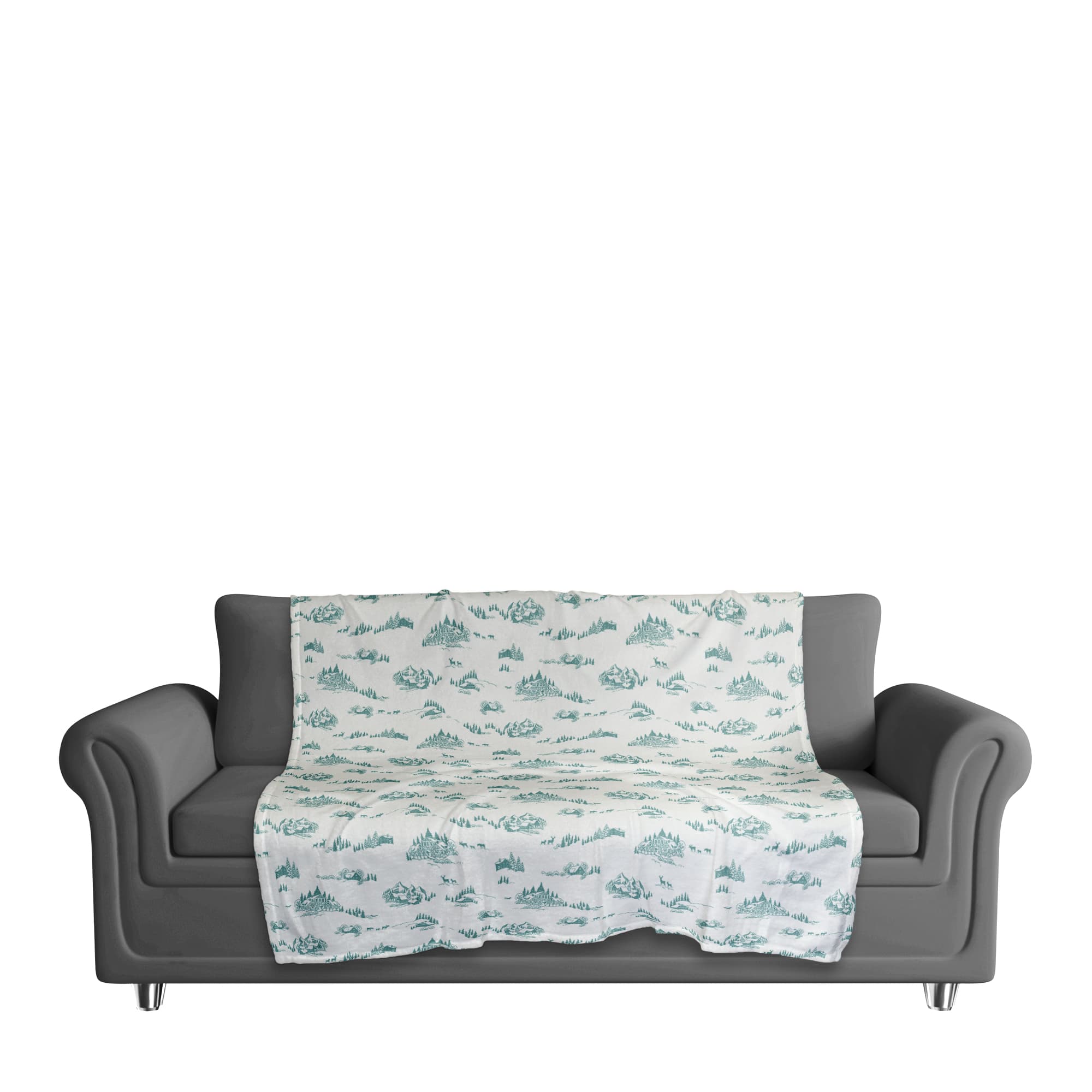 Snowy Town Teal 50x60 Coral Fleece Blanket