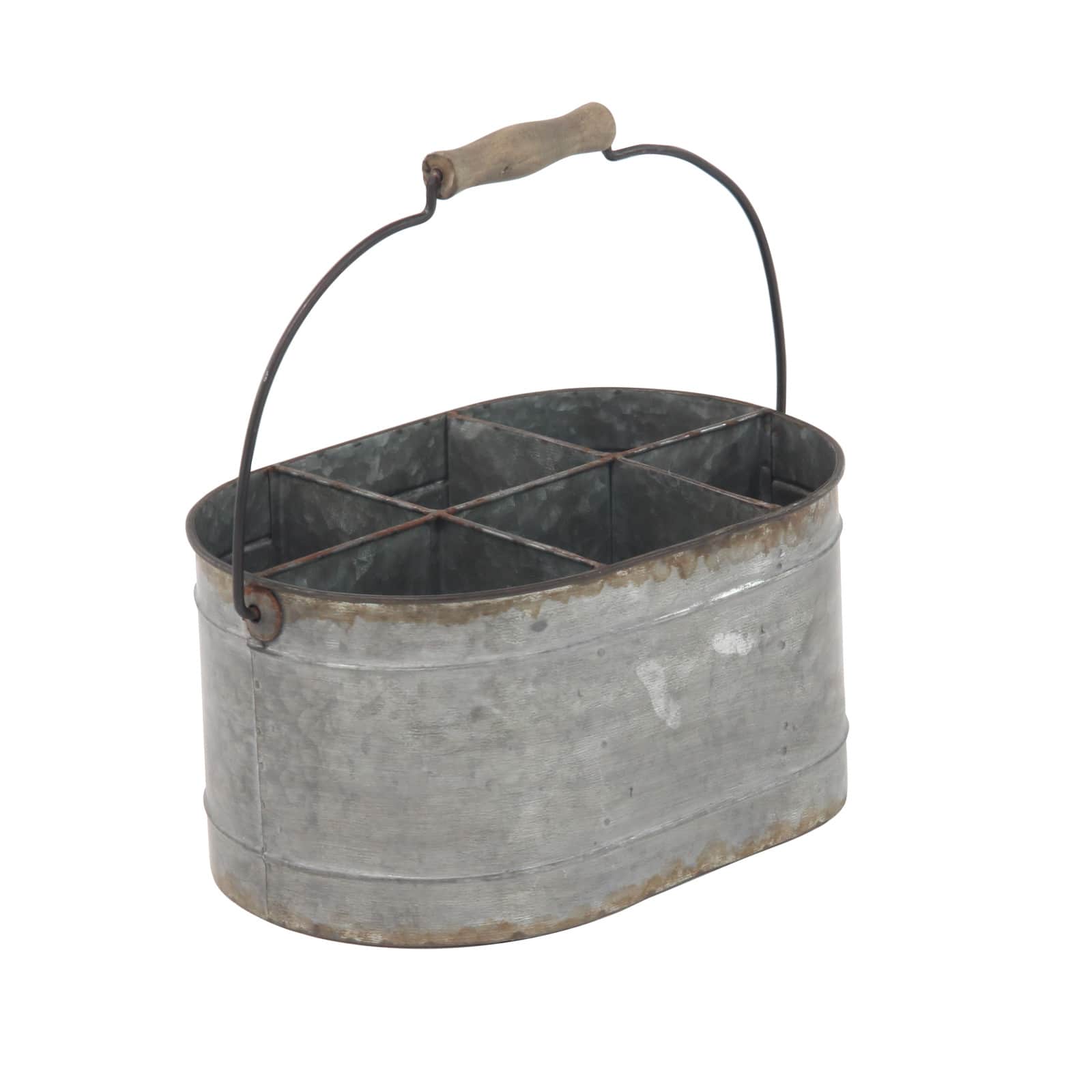 13" Gray Metal Farmhouse Wine Holder