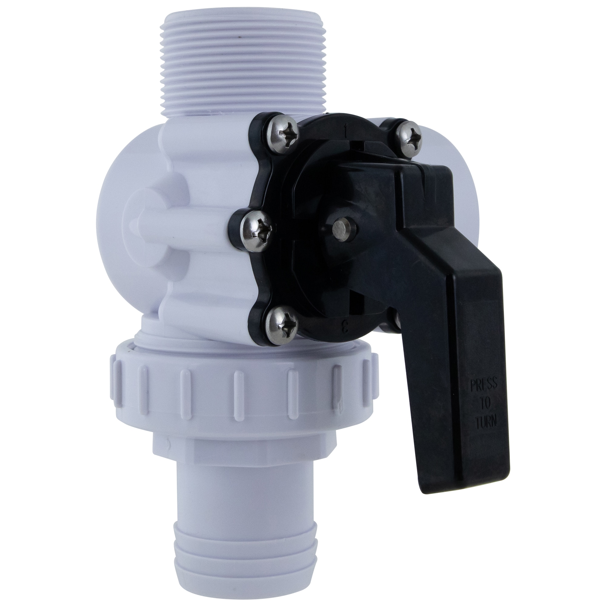Swim Central 6.25" White HydroTools Swimming Pool & Spa Standard Right Outlet 3-Way Ball Valve