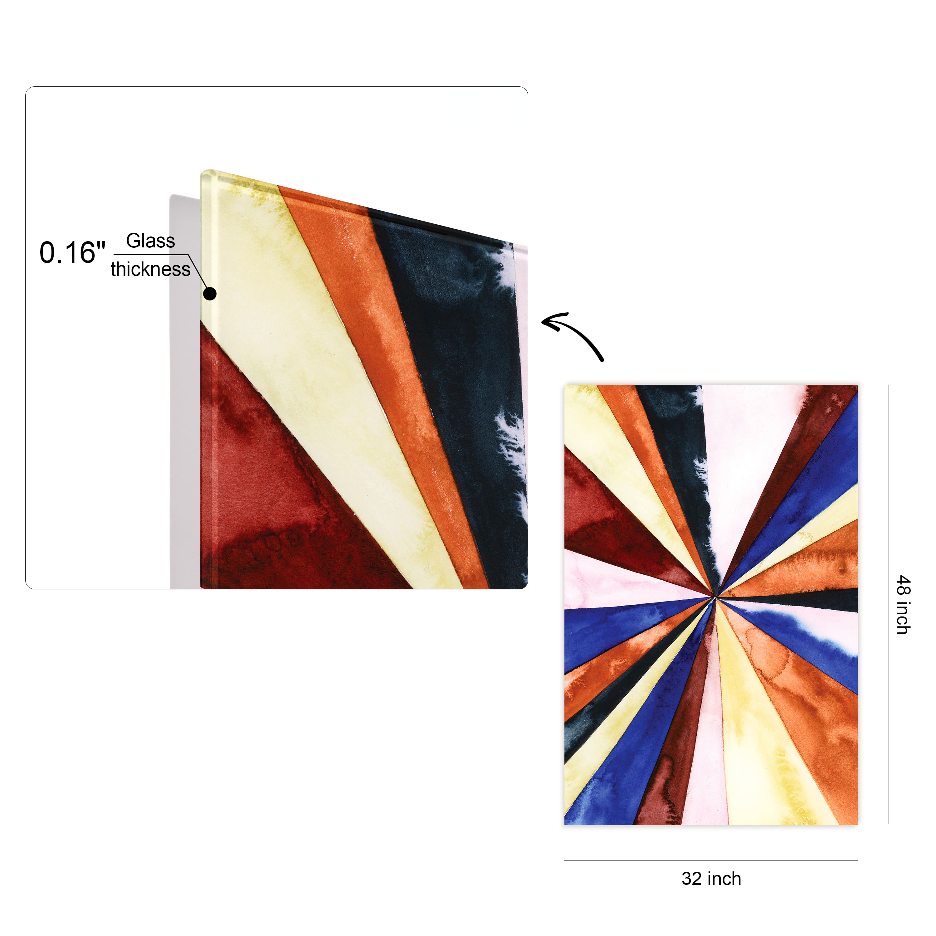 Empire Art Direct 48" x 32" Desert Layers 3 Frameless Free Floating Tempered Art Glass Wall Art