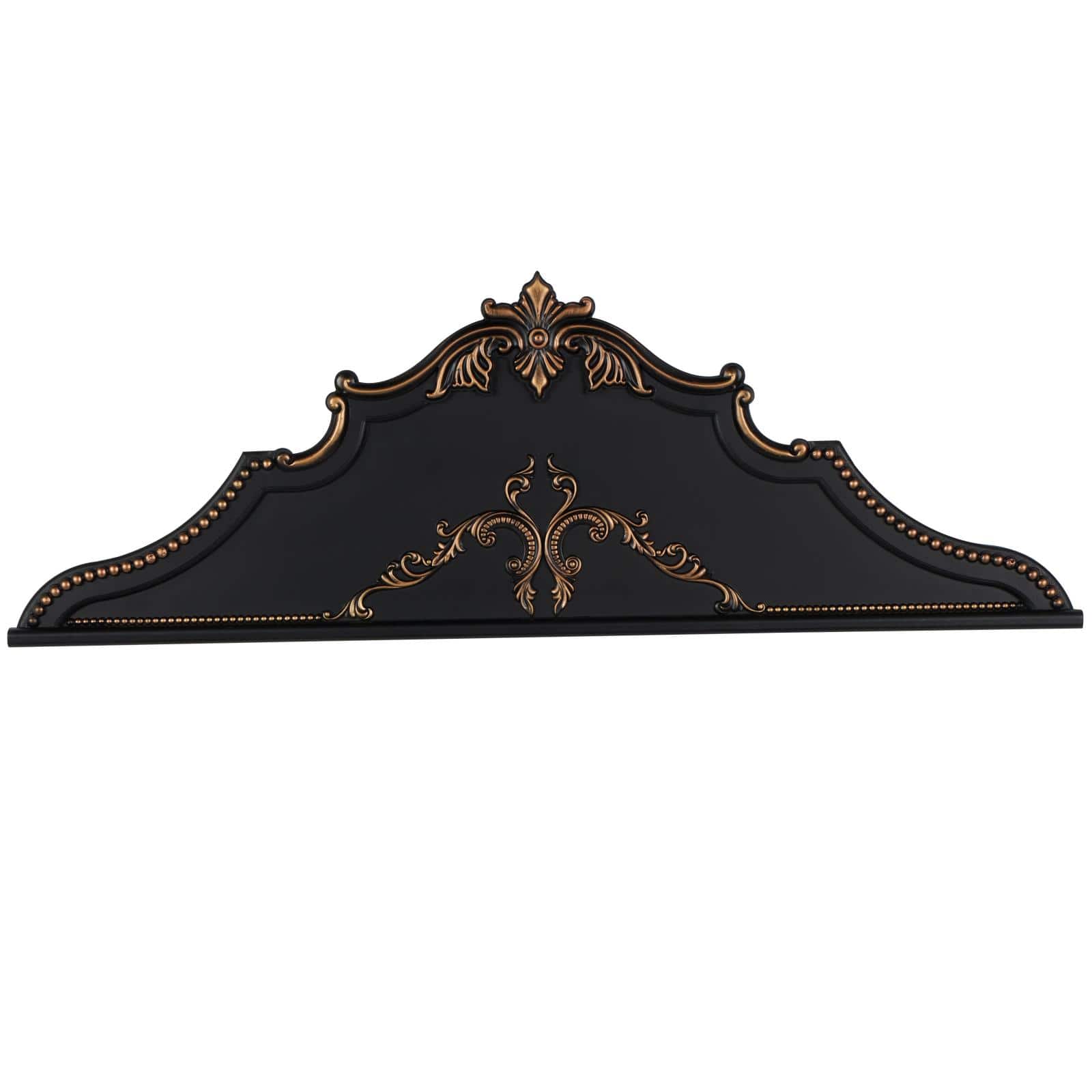 47" Black Wooden Scroll Beaded with Bronze Accents Wall Décor
