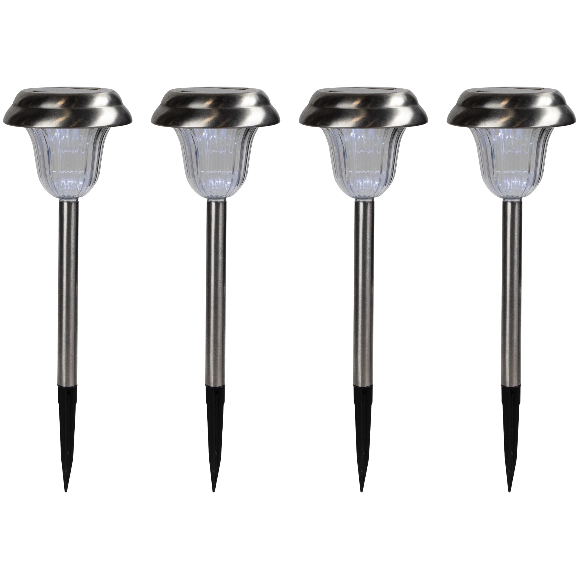 15" Silver Solar Powered Stainless Steel LED Pathway Markers, 4ct. By Northlight | Michaels®
