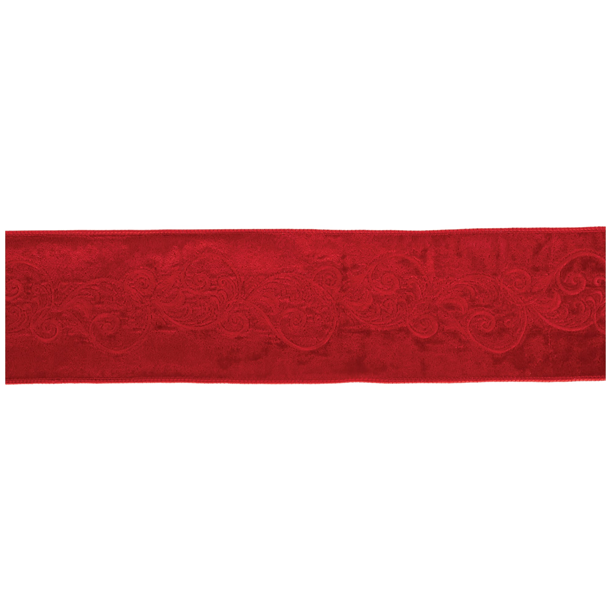 4" x 5yd. Red Ornate Embroidered Ribbon