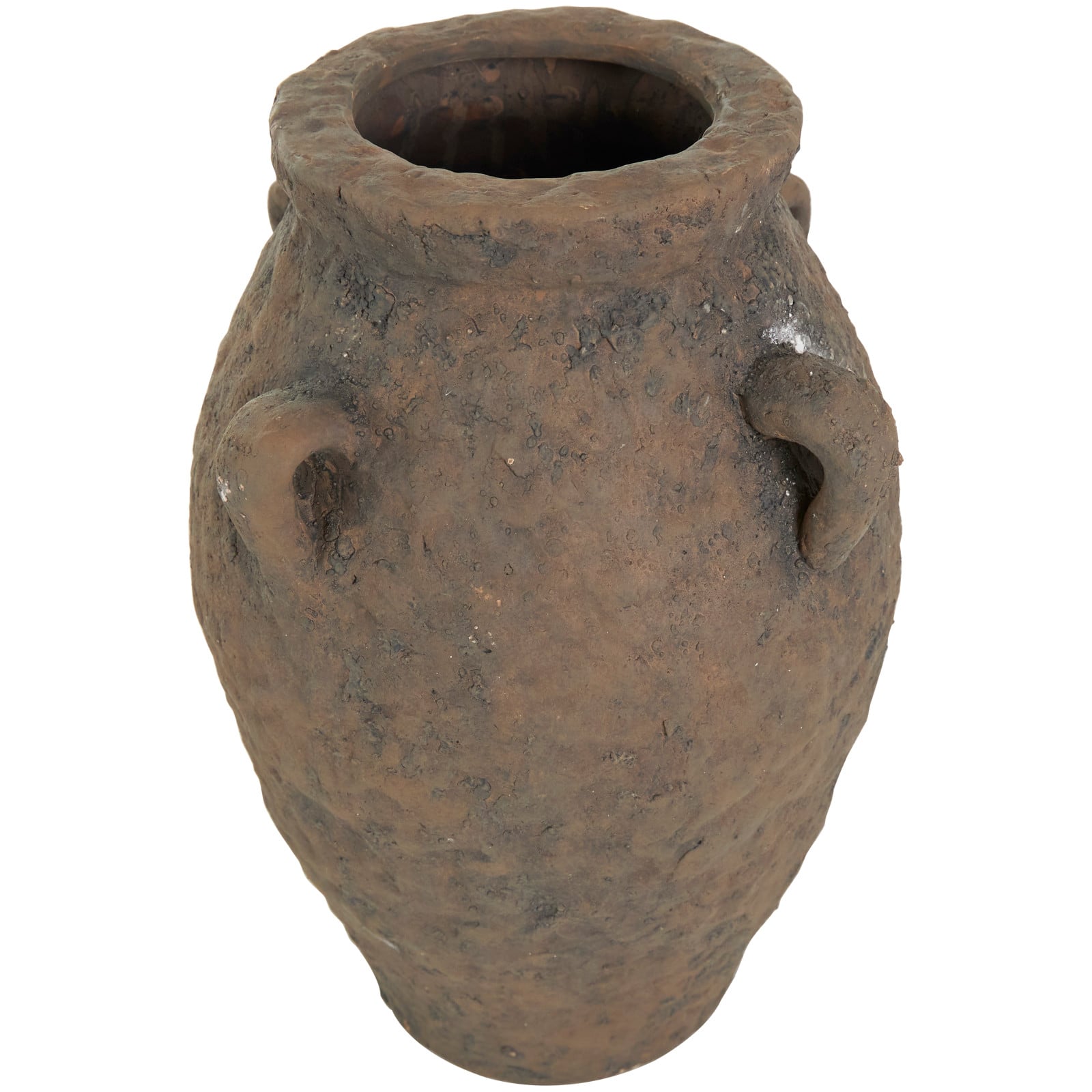 15.5" Dark Brown Ceramic Handmade Textured Vase
