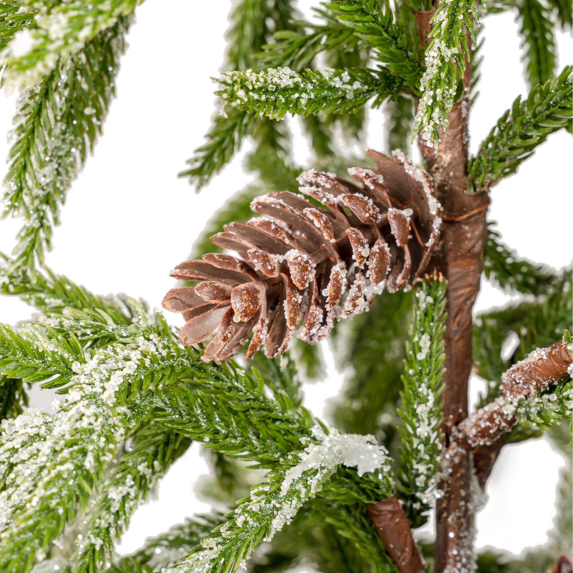 Glitzhome® 4ft. Unlit Frosted Norfolk Pine Christmas Porch Tree with Pinecones