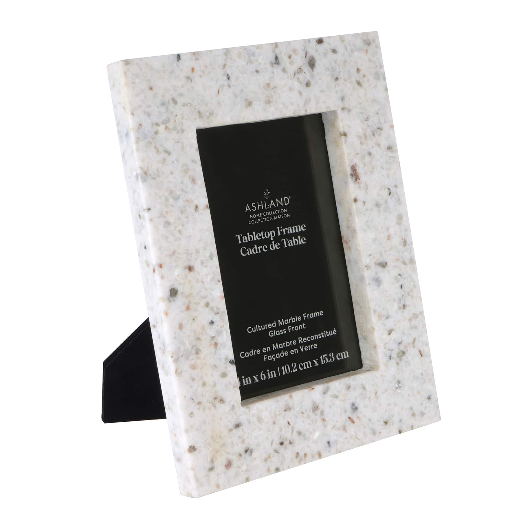Home 4" x 6" White & Gray Cultured Marble Tabletop Frame by Ashland®