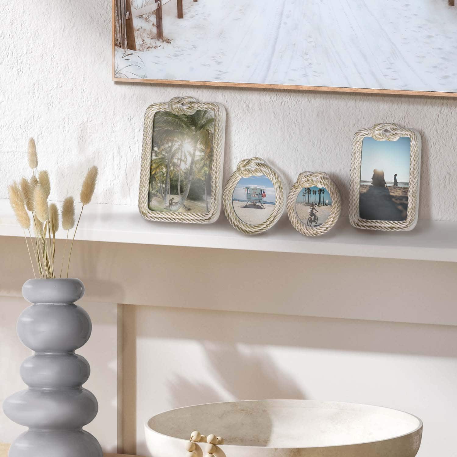 American Art Decor Anchors Away 4 Piece Frame Set - 3" x 3", 4" x 4", 4" x 6"