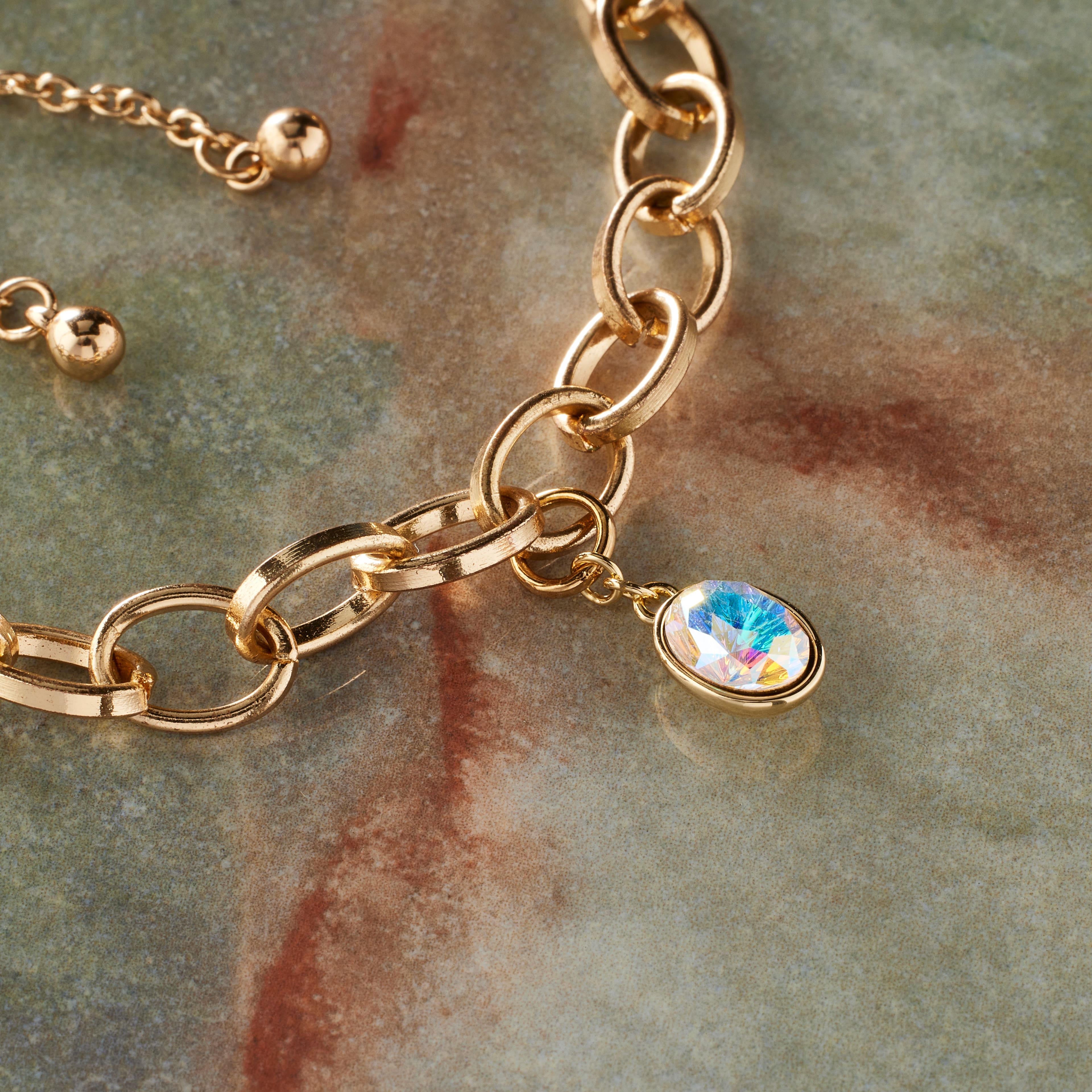 14K Gold Plated AB Austrian Crystal Oval Charm by Bead Landing™