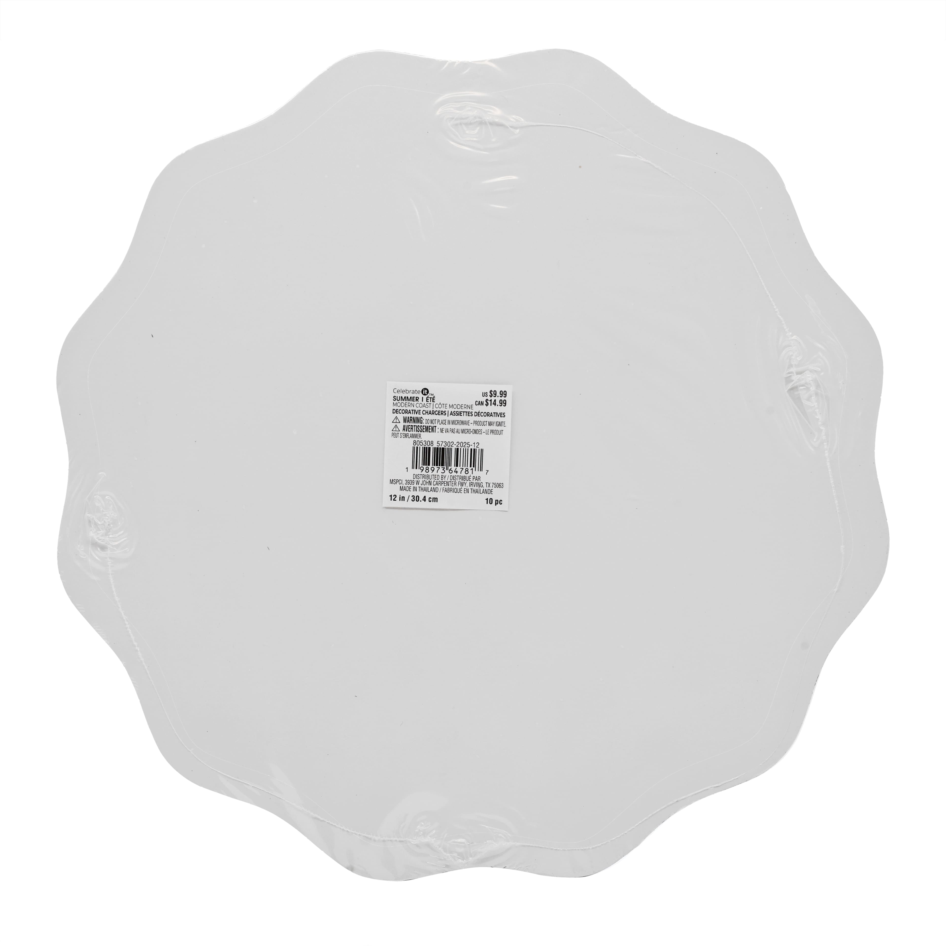 12" Modern Coast Blue Scalloped Rim Decorative Chargers 10ct. by Celebrate It™