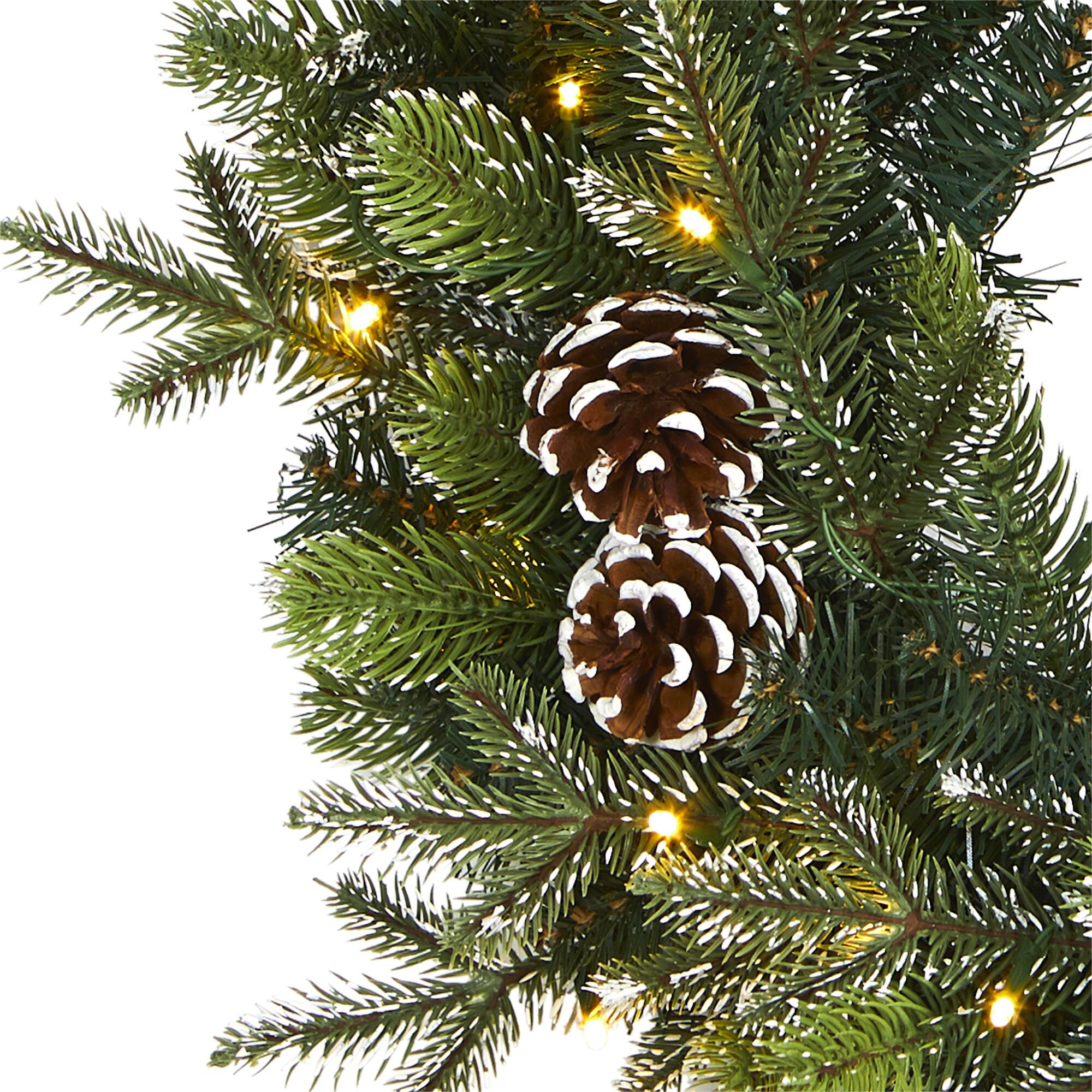 24" Pre-Lit Snowed Pinecone Artificial Christmas Wreath