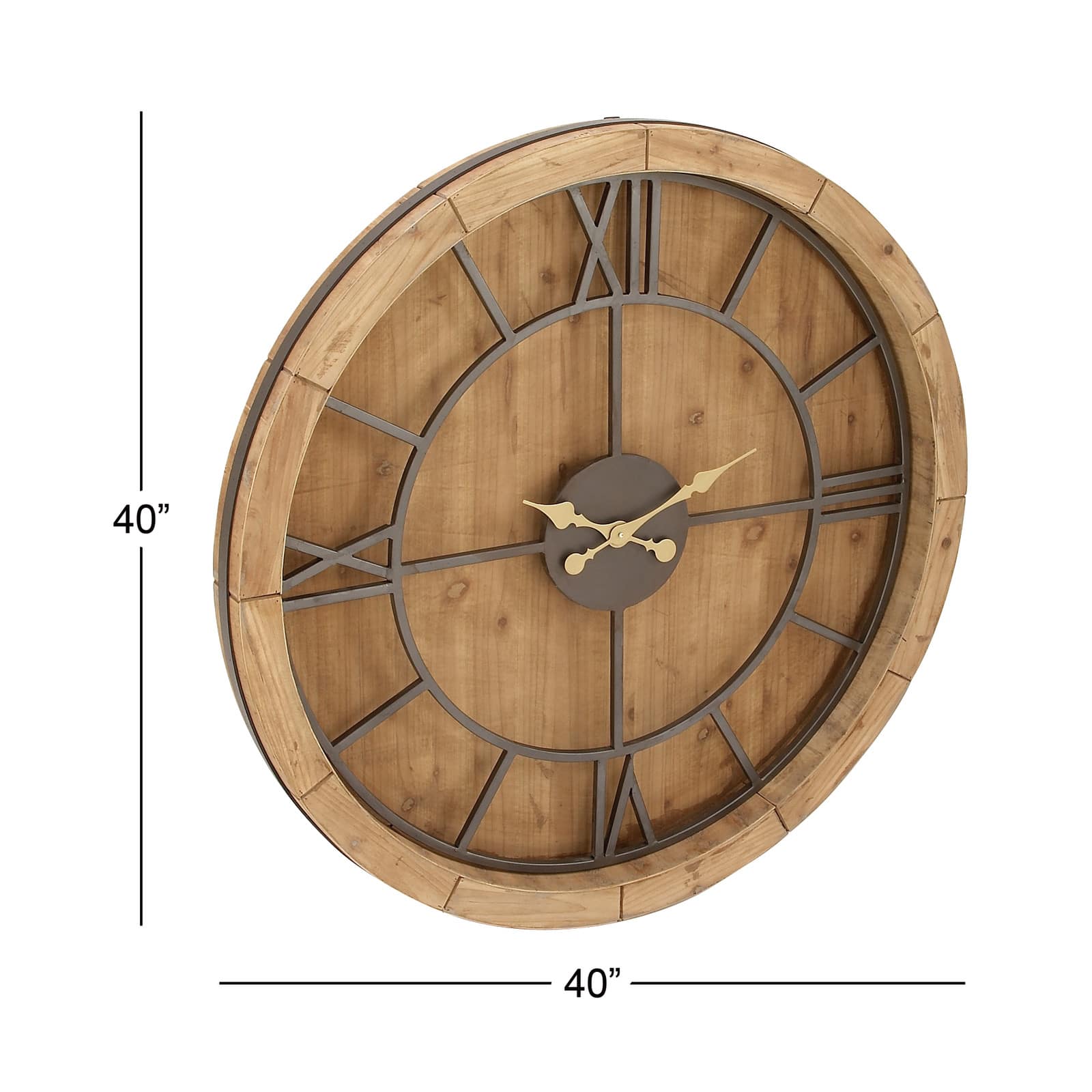 40" Brown Wood Mediterranean Wall Clock