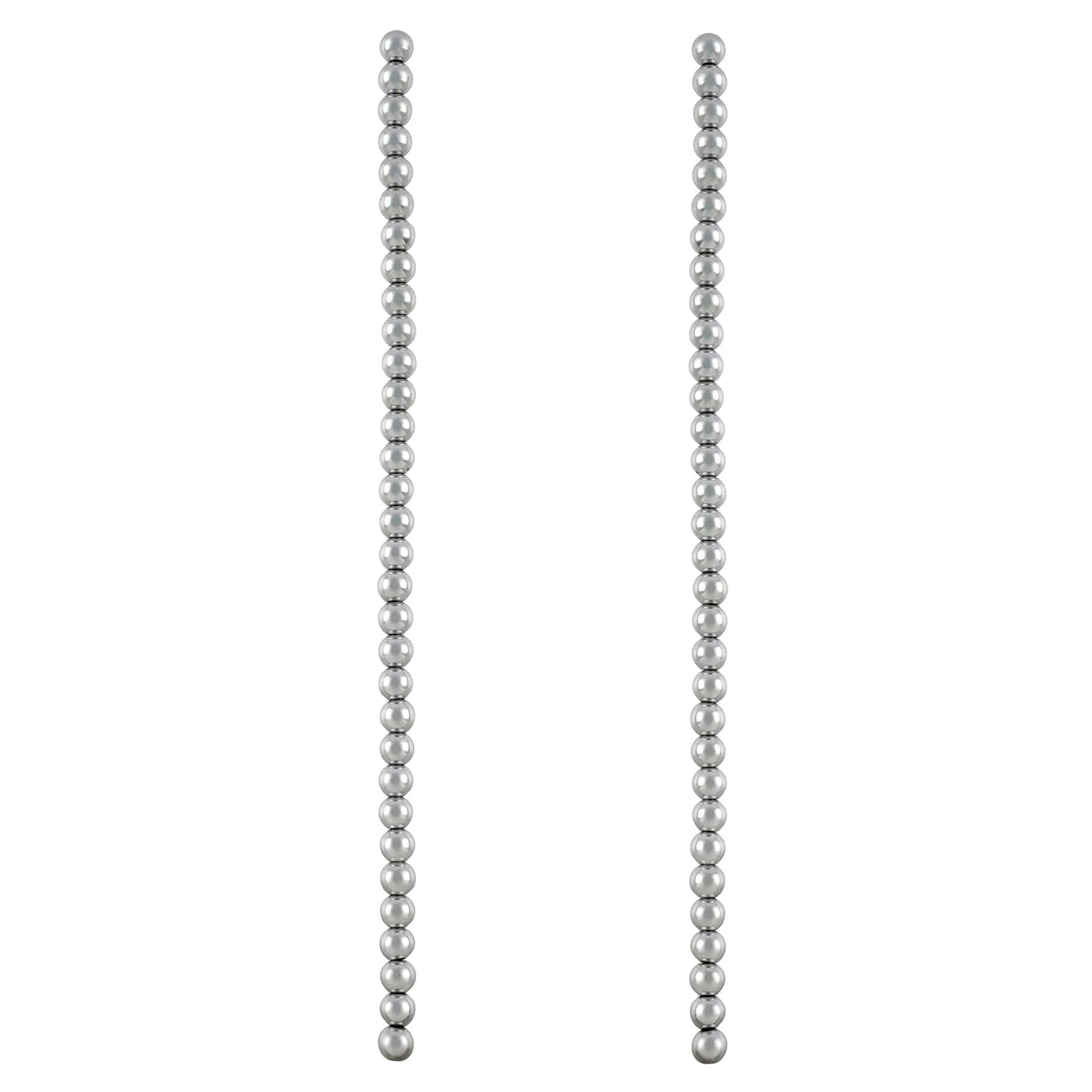 12 Pack: Rhodium Reconstituted Hematite Round Beads by Bead Landing™
