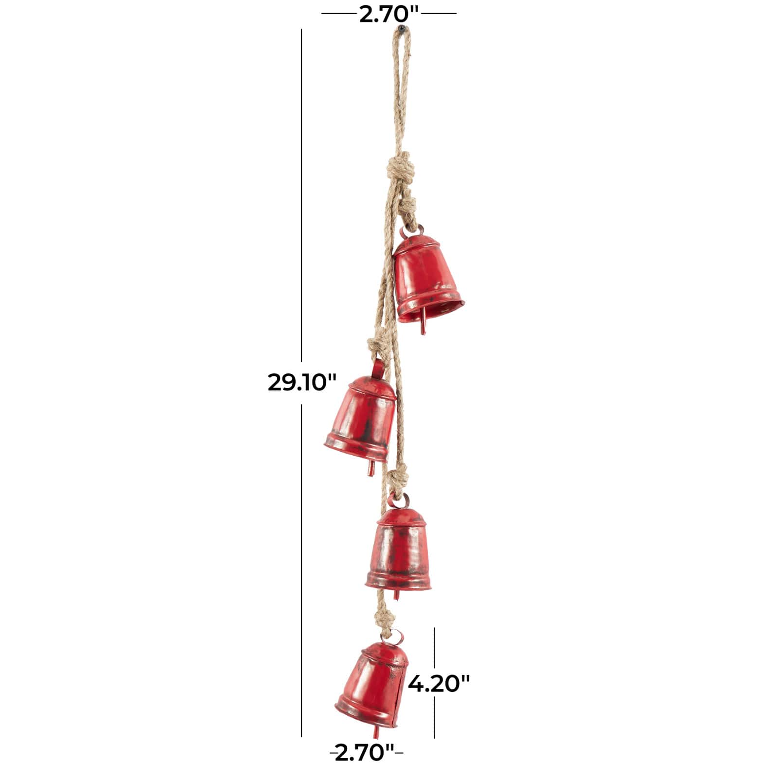 29" Metal Handmade Decorative Cow Bell with Jute Hanging Rope
